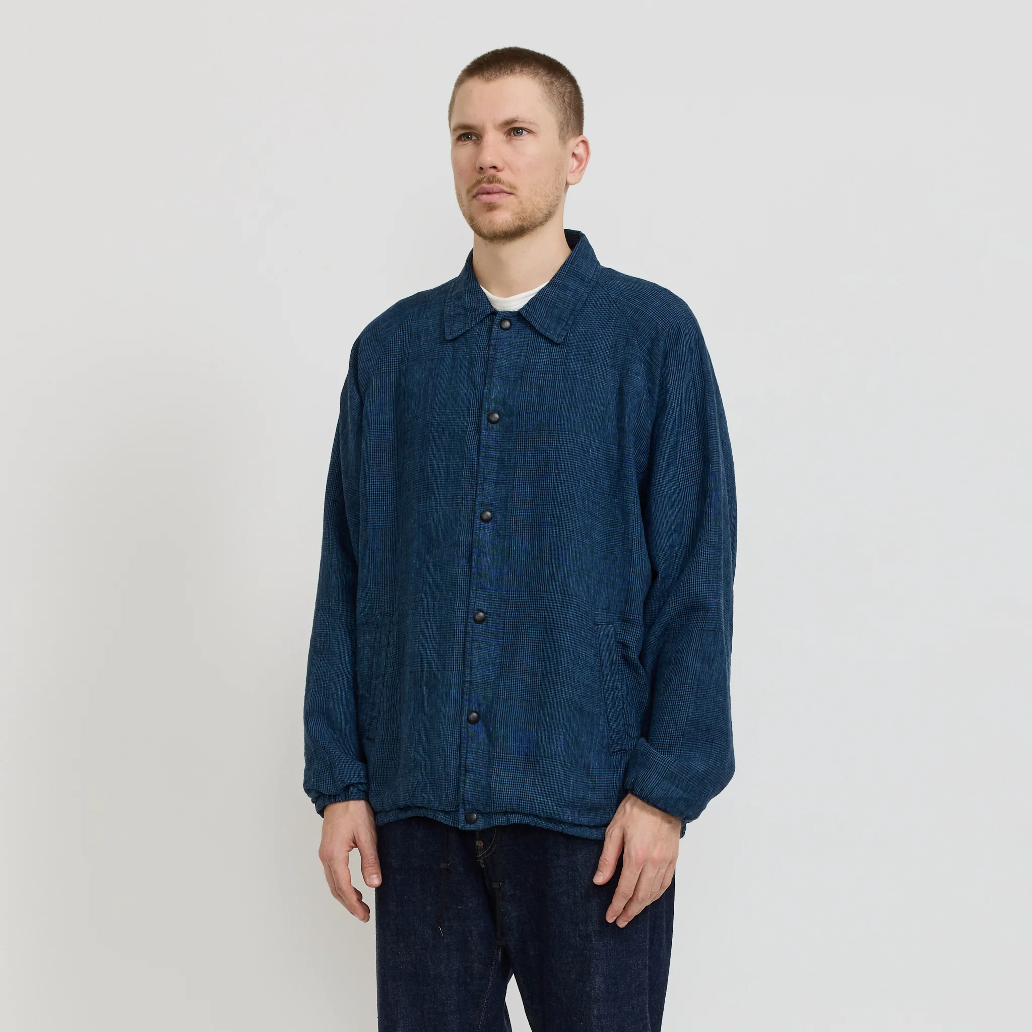 Coach Jacket Indigo Check - Image 8
