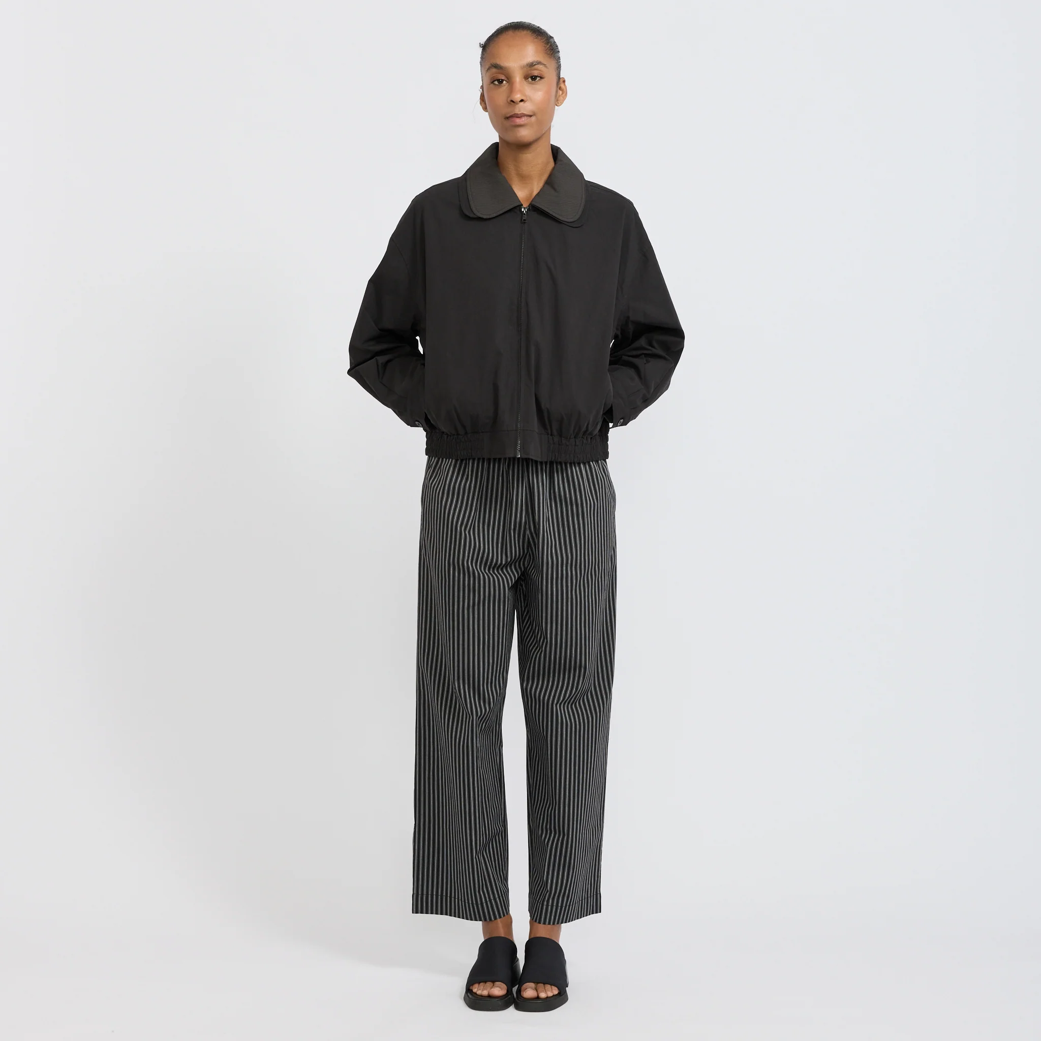 Collared Zip Jacket Black Contrast