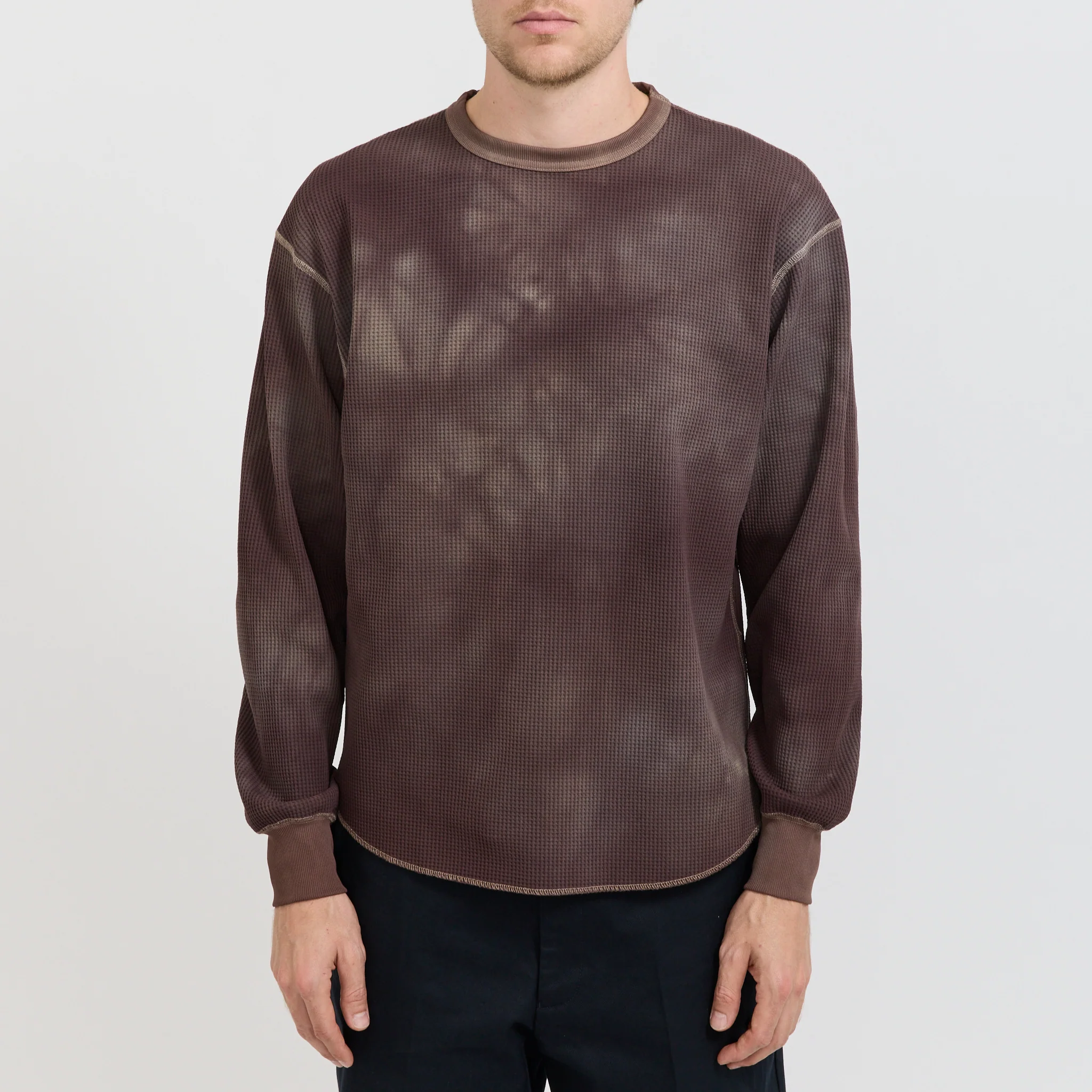 Connan Uneven Dyed Waffle Crew Dark Brown - Image 5