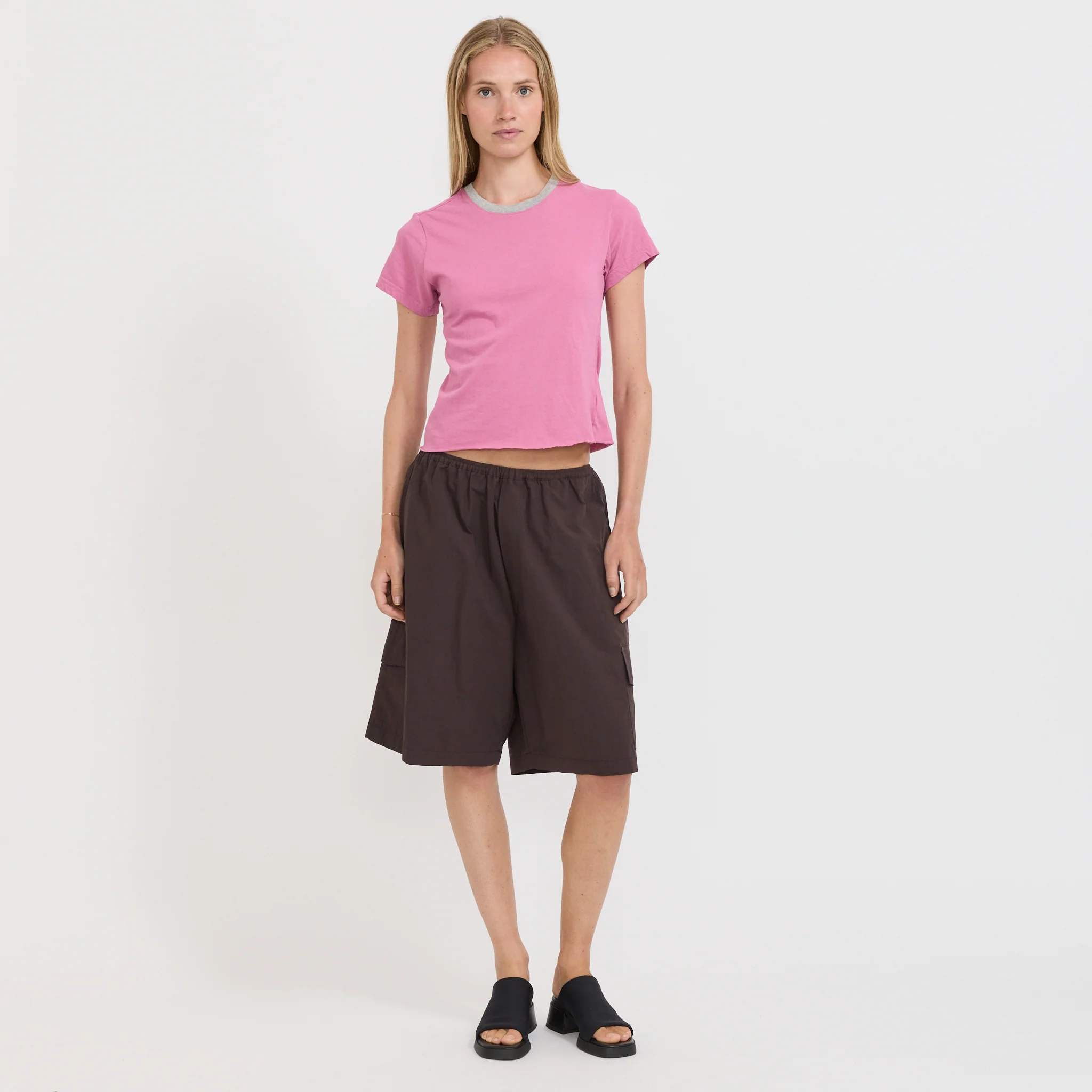 Contrast Raw Edge Baby Tee Boysenberry/Greymarle - Image 2