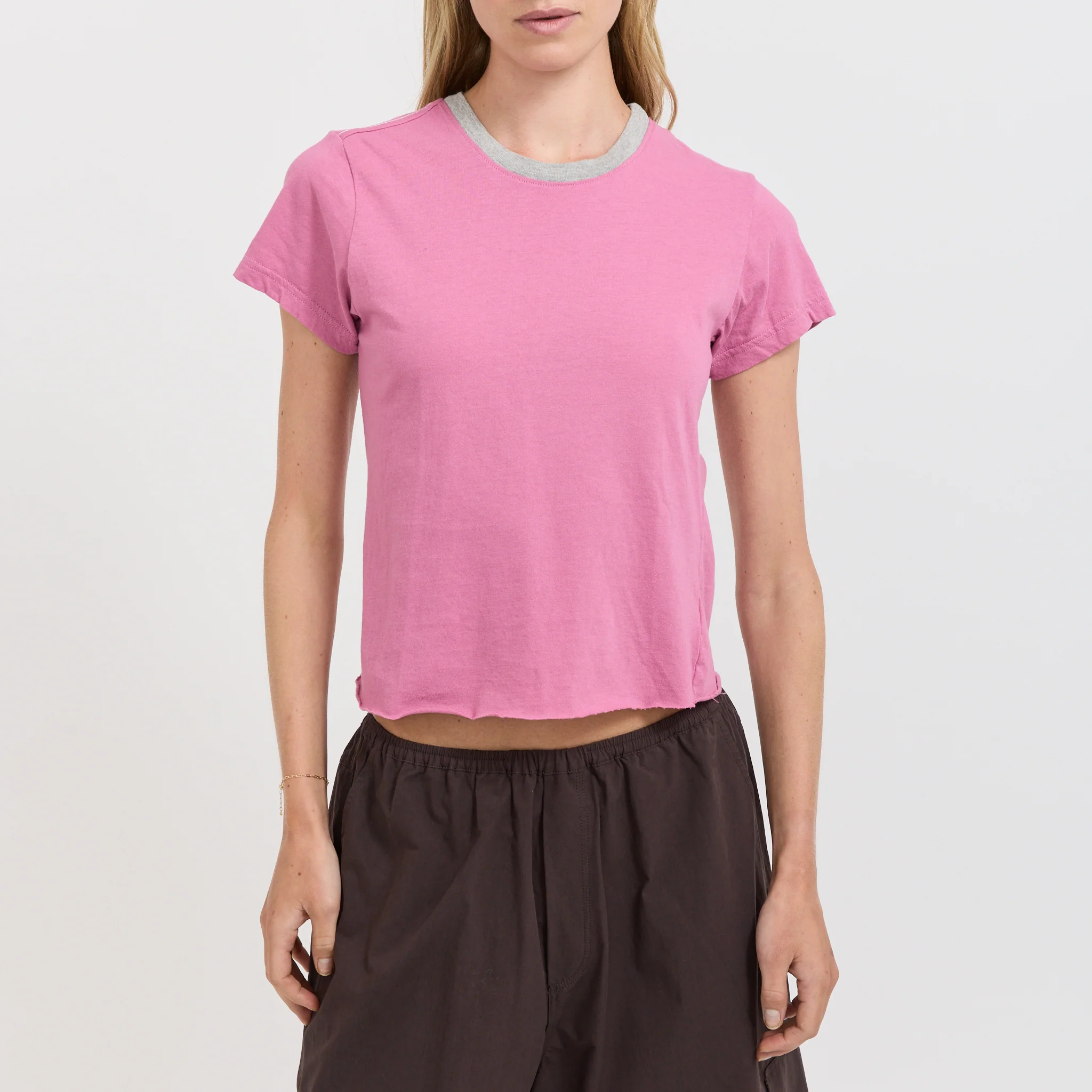 Contrast Raw Edge Baby Tee Boysenberry/Greymarle - Image 5