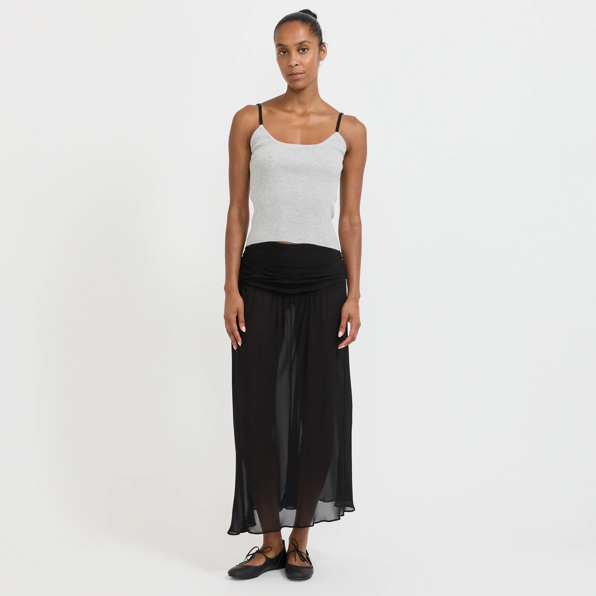 Contrast String Knit Top Grey - Image 2