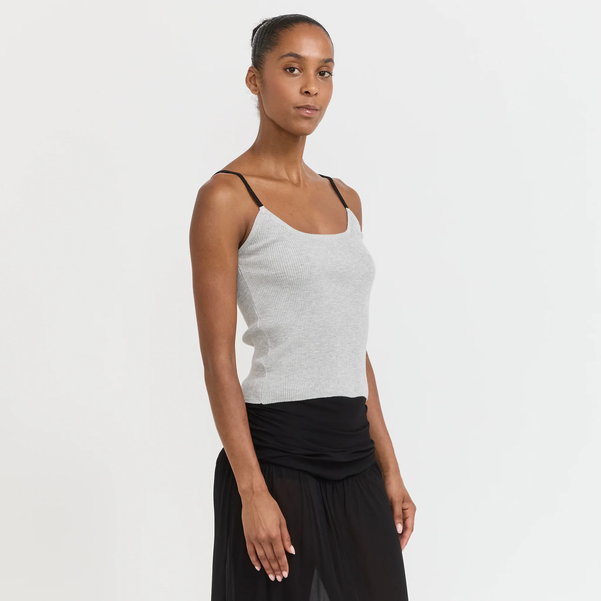 Contrast String Knit Top Grey - Image 3