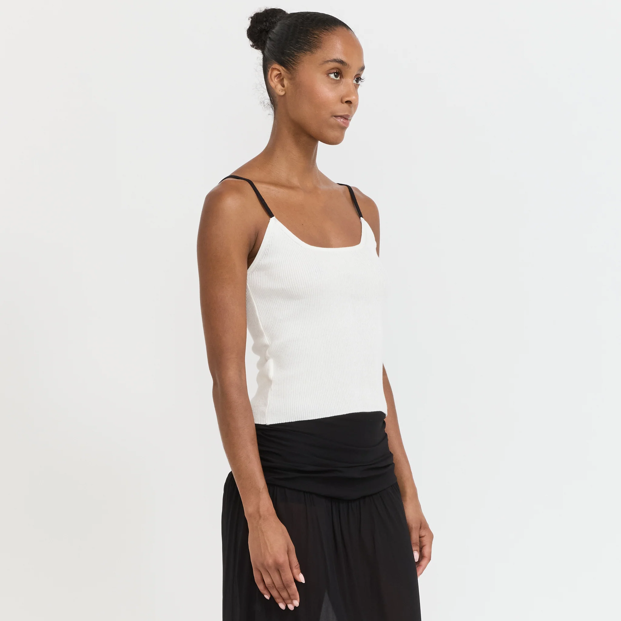 Contrast String Knit Top Ivory - Image 3