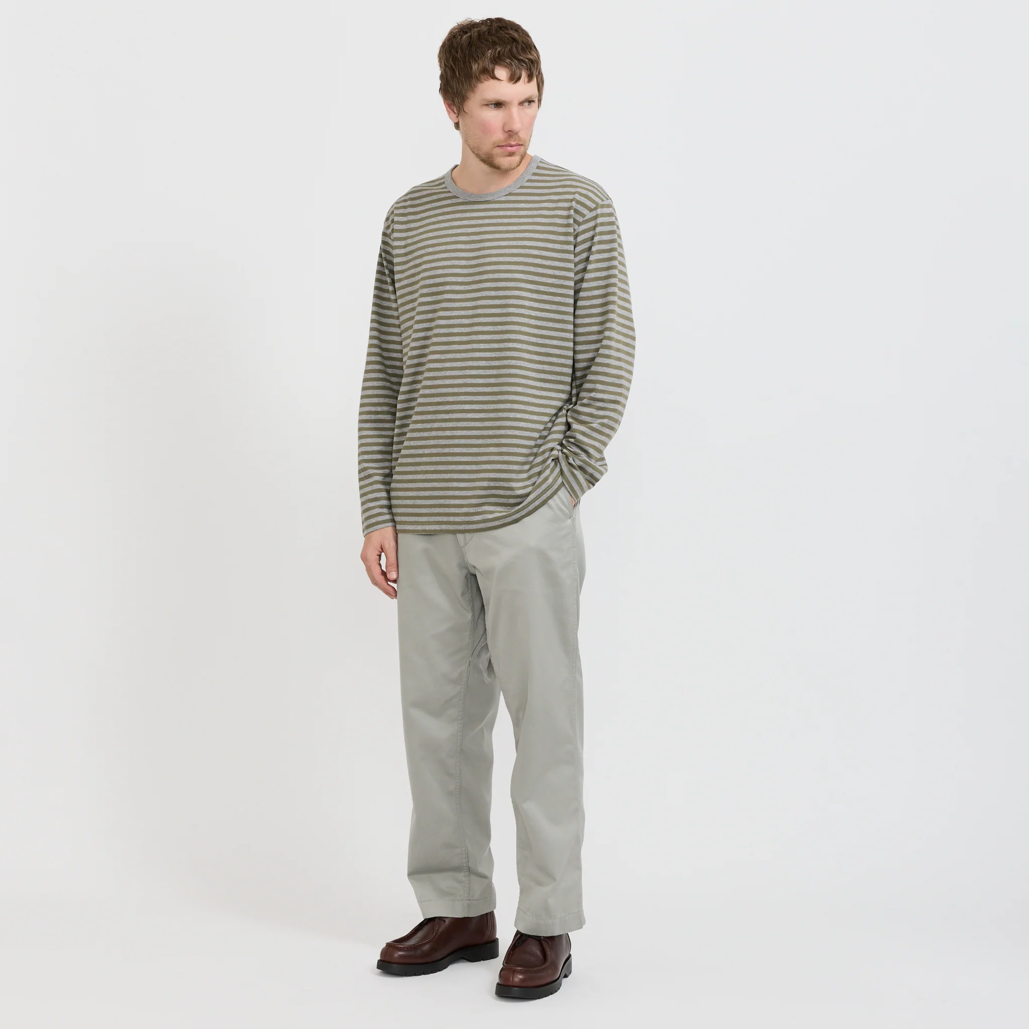 COOLMAX Stripe Jersey L/S Tee Olive/Grey - Image 2