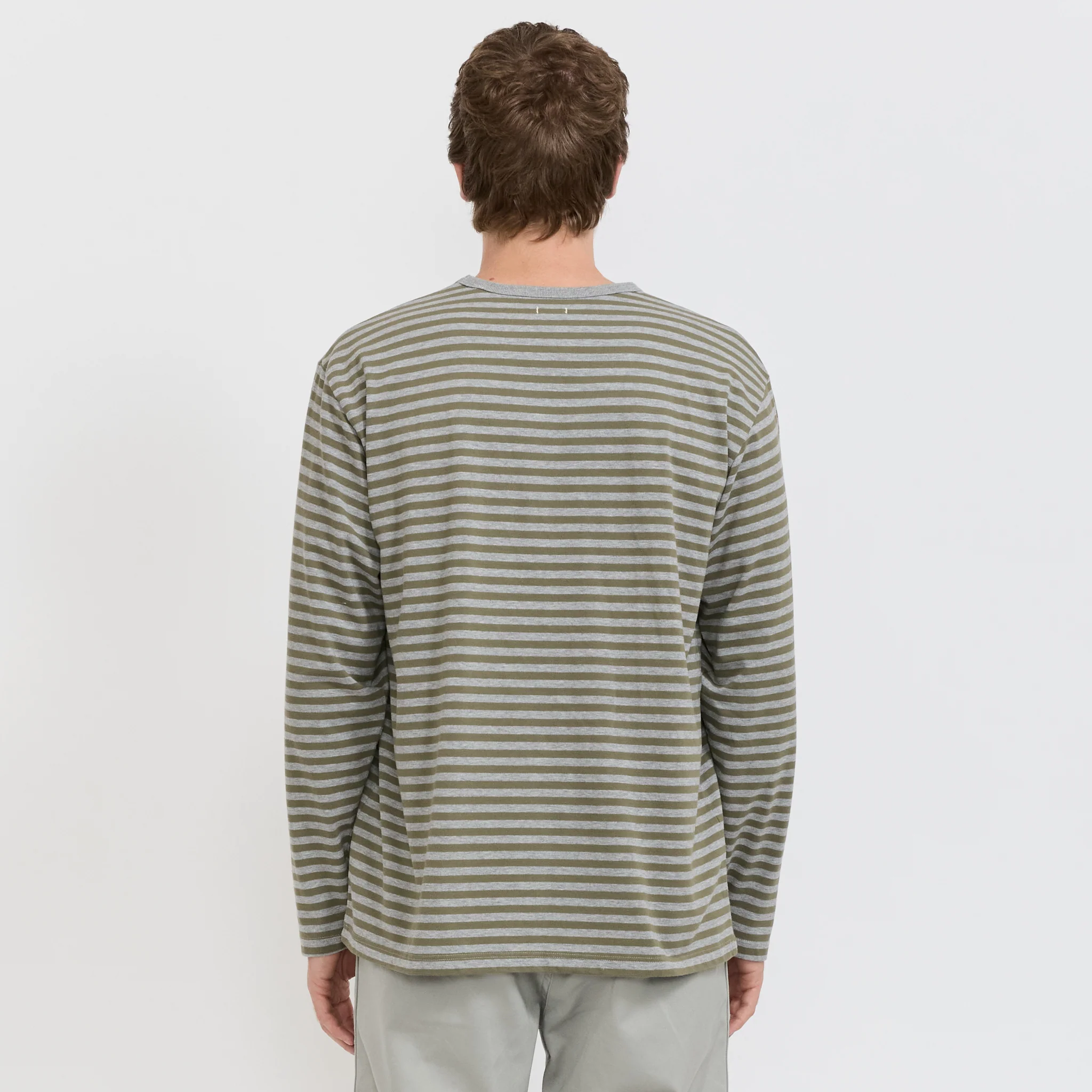 COOLMAX Stripe Jersey L/S Tee Olive/Grey - Image 4