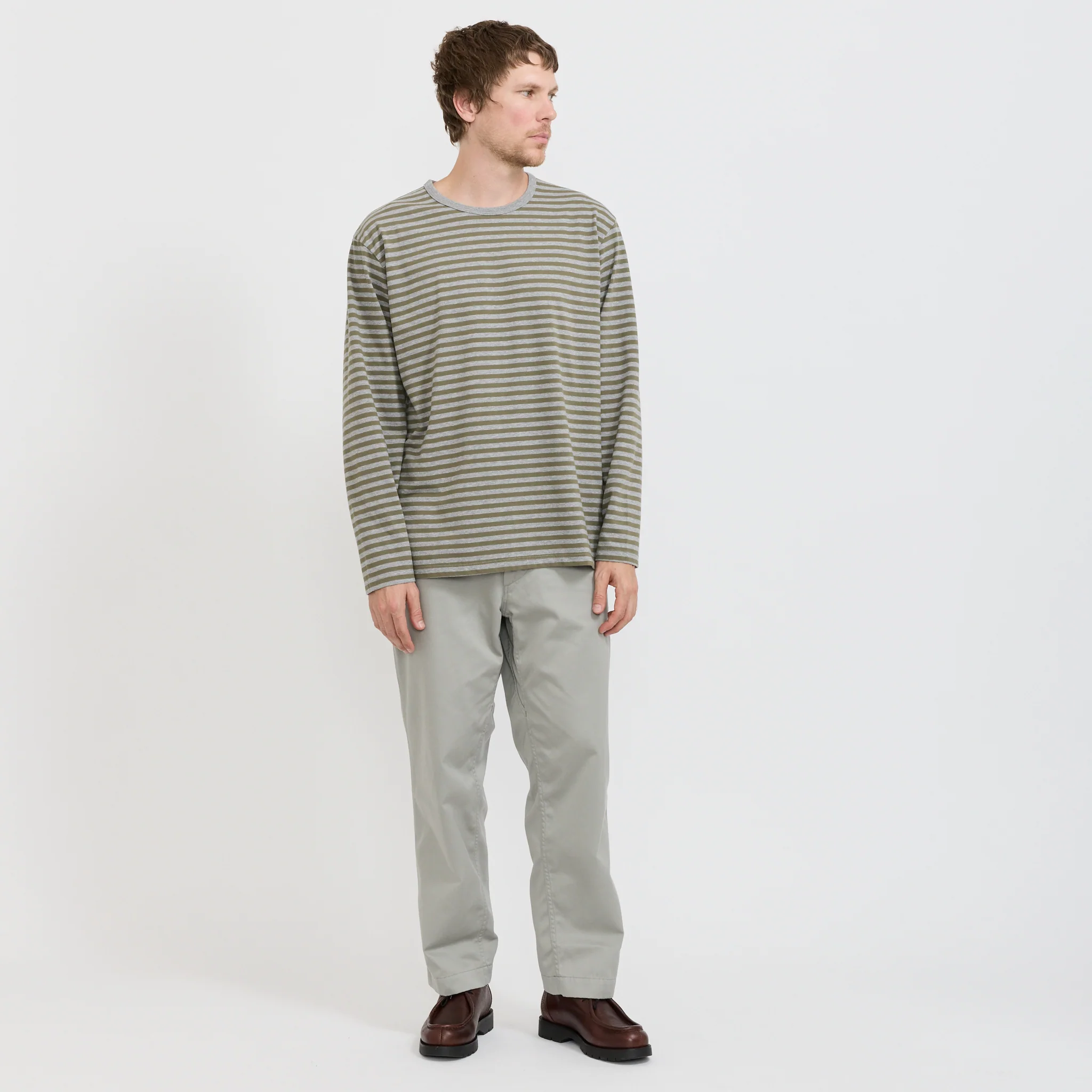 COOLMAX Stripe Jersey L/S Tee Olive/Grey - Image 6