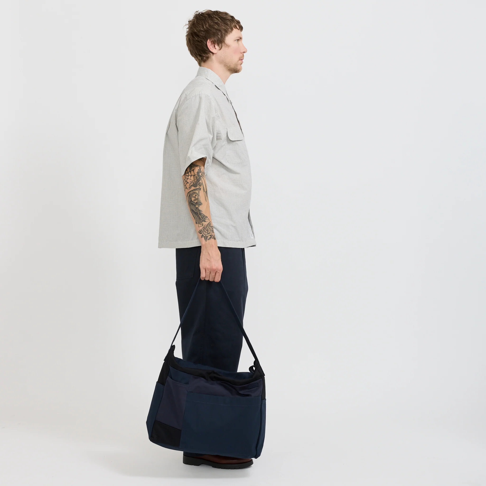 Cotton Canvas Shoulder Bag Navy - Image 2