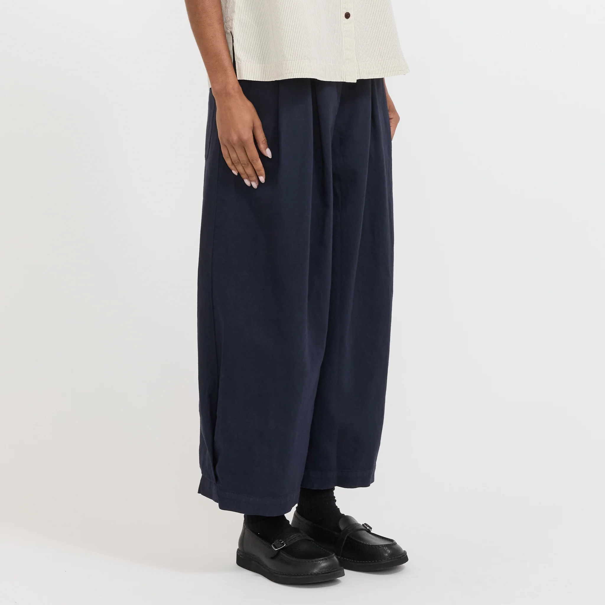 Cotton Linen Canvas Wide Leg Trousers Anthracite - Image 3