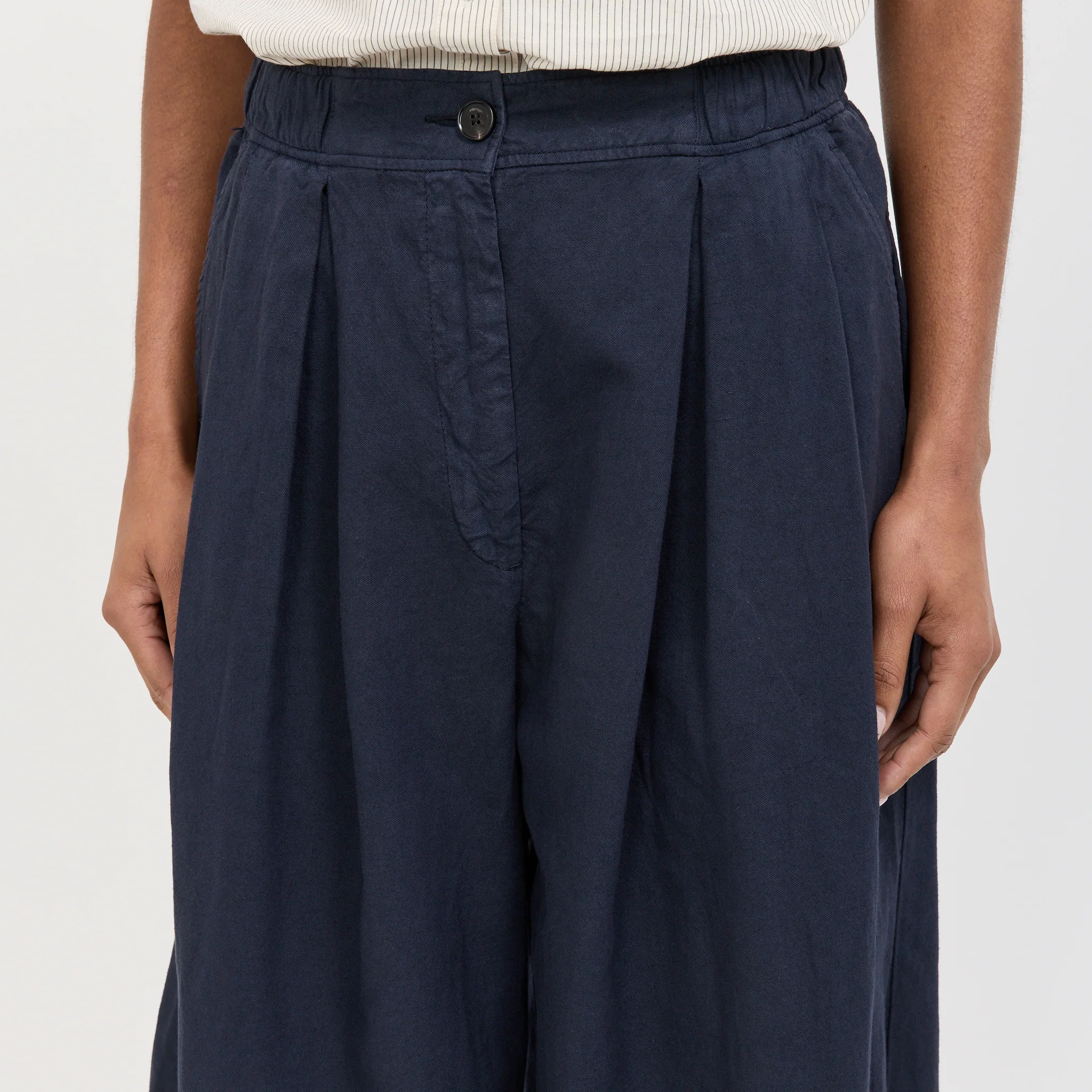 Cotton Linen Canvas Wide Leg Trousers Anthracite - Image 6