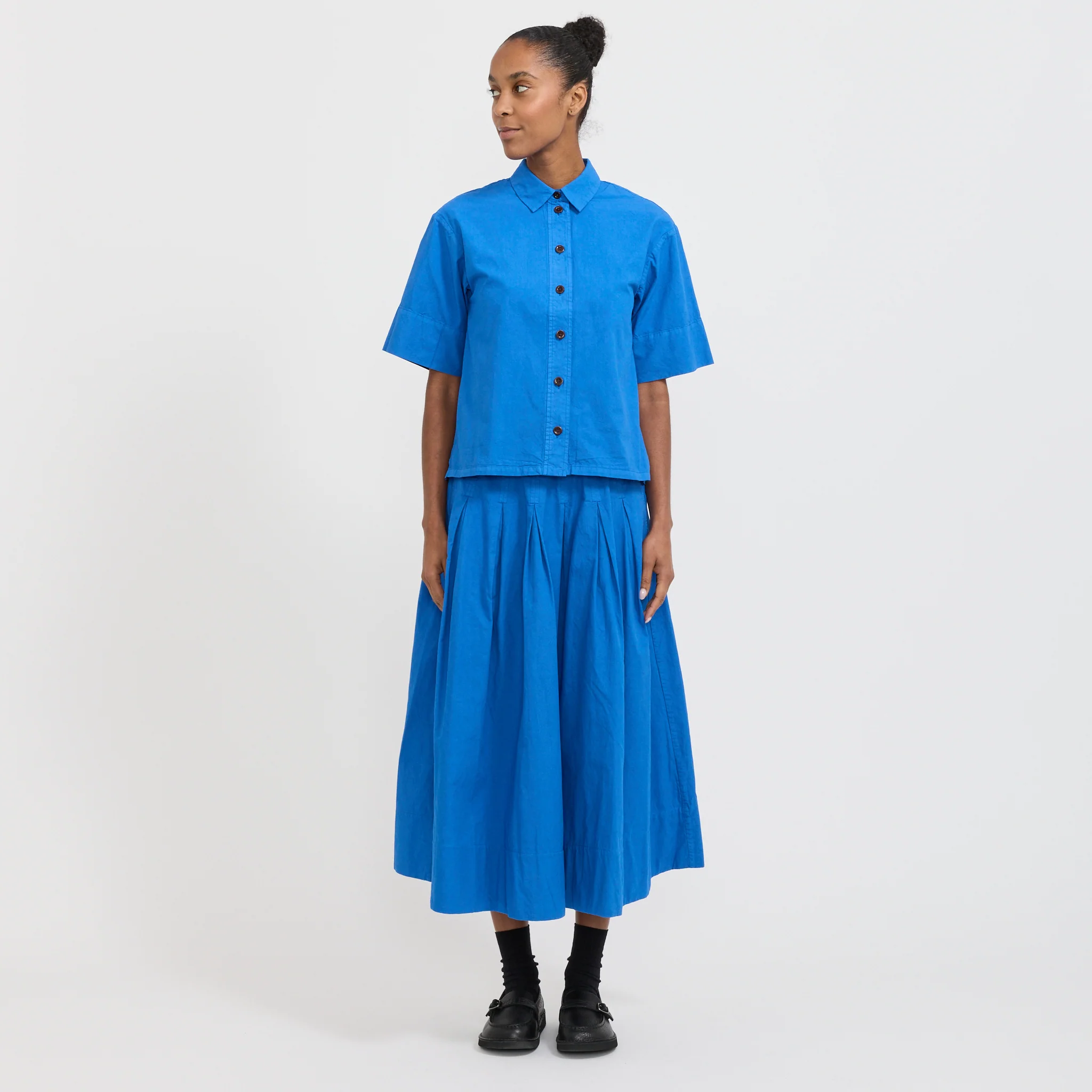 Cotton/Linen Poplin Shirt Enamel Blue - Image 2