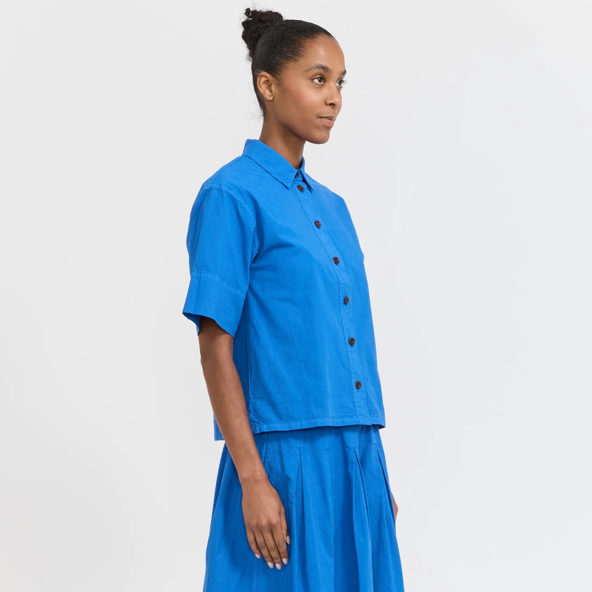 Cotton/Linen Poplin Shirt Enamel Blue - Image 3