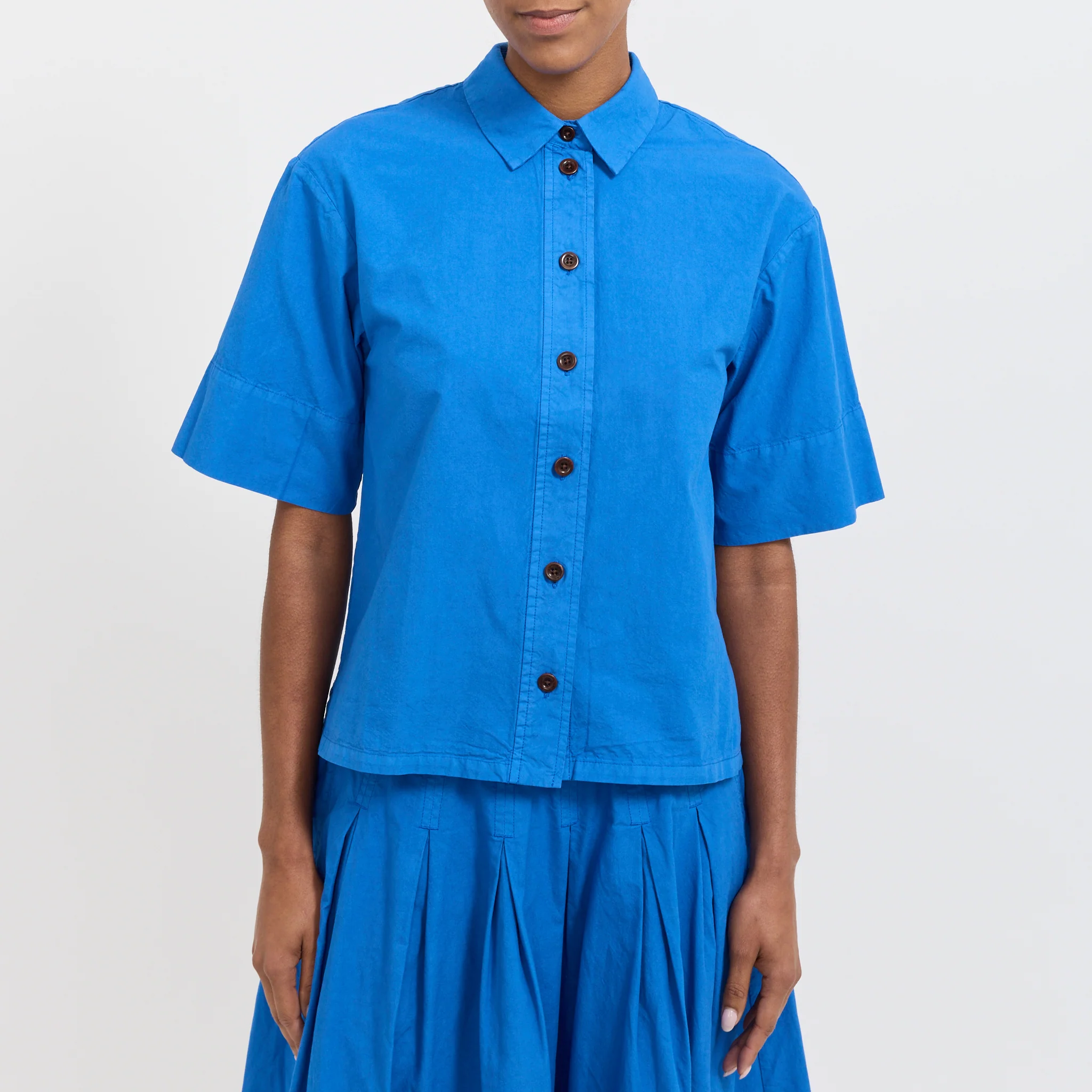 Cotton/Linen Poplin Shirt Enamel Blue - Image 5