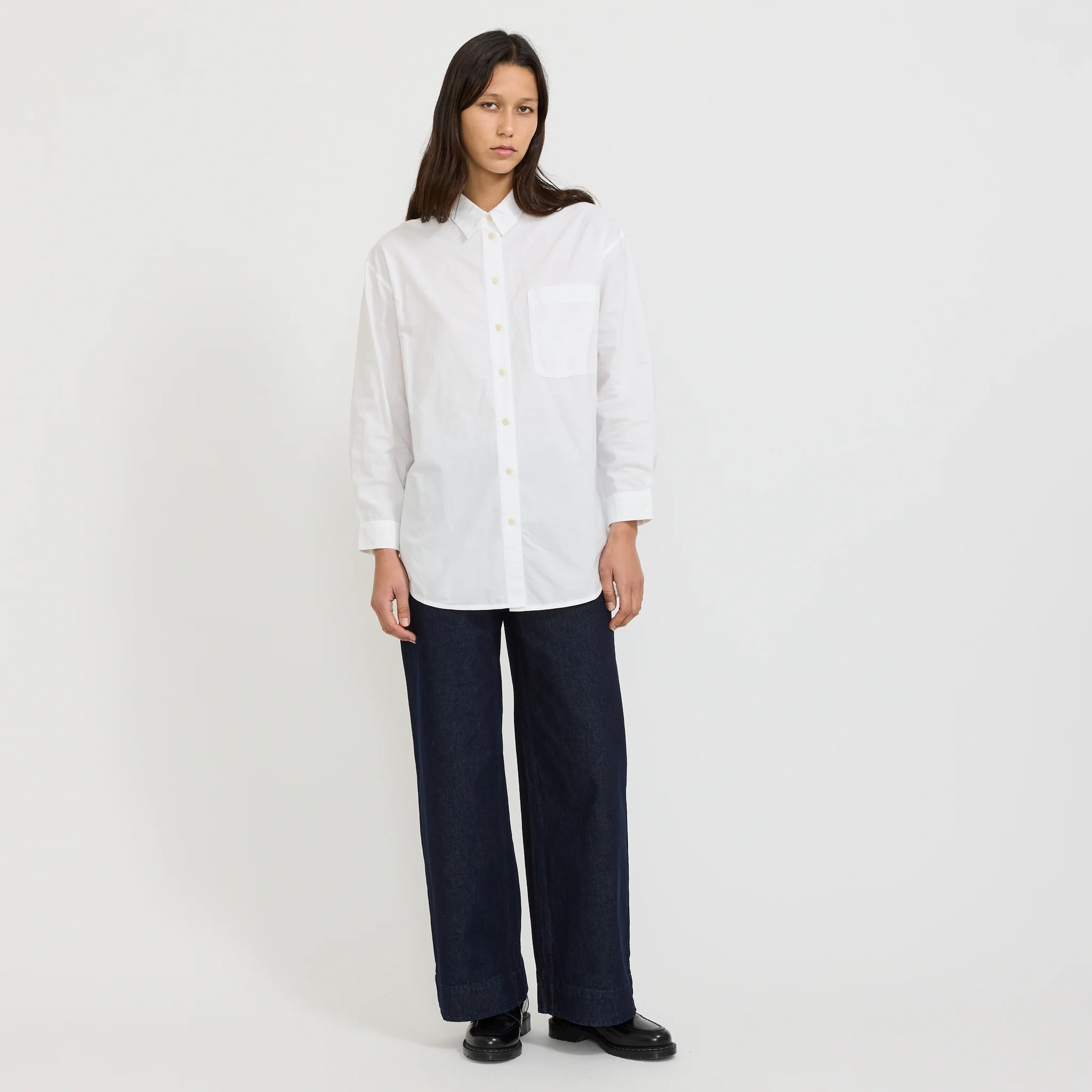 Cotton Oxford Oversized Long Shirt White - Image 2