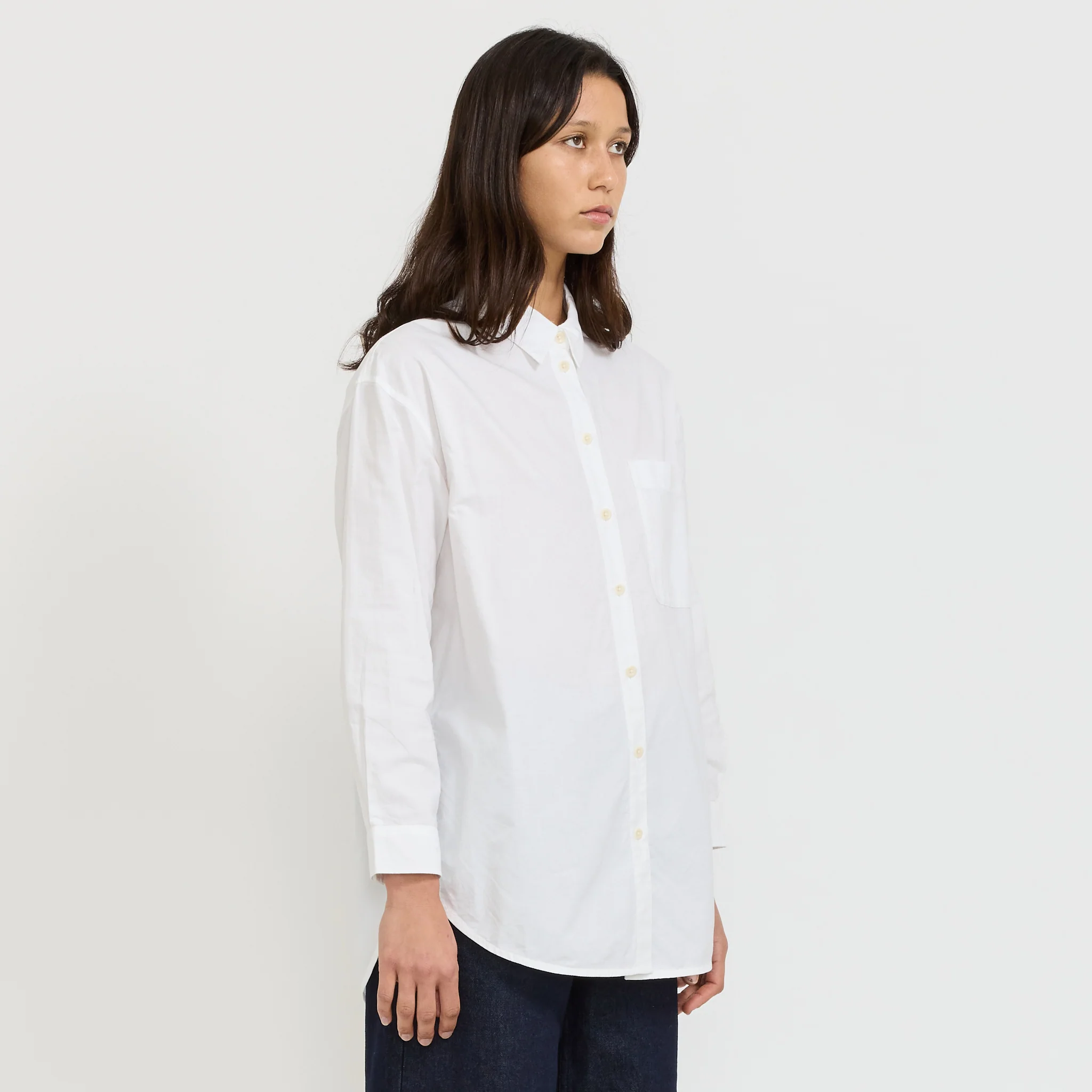Cotton Oxford Oversized Long Shirt White - Image 3