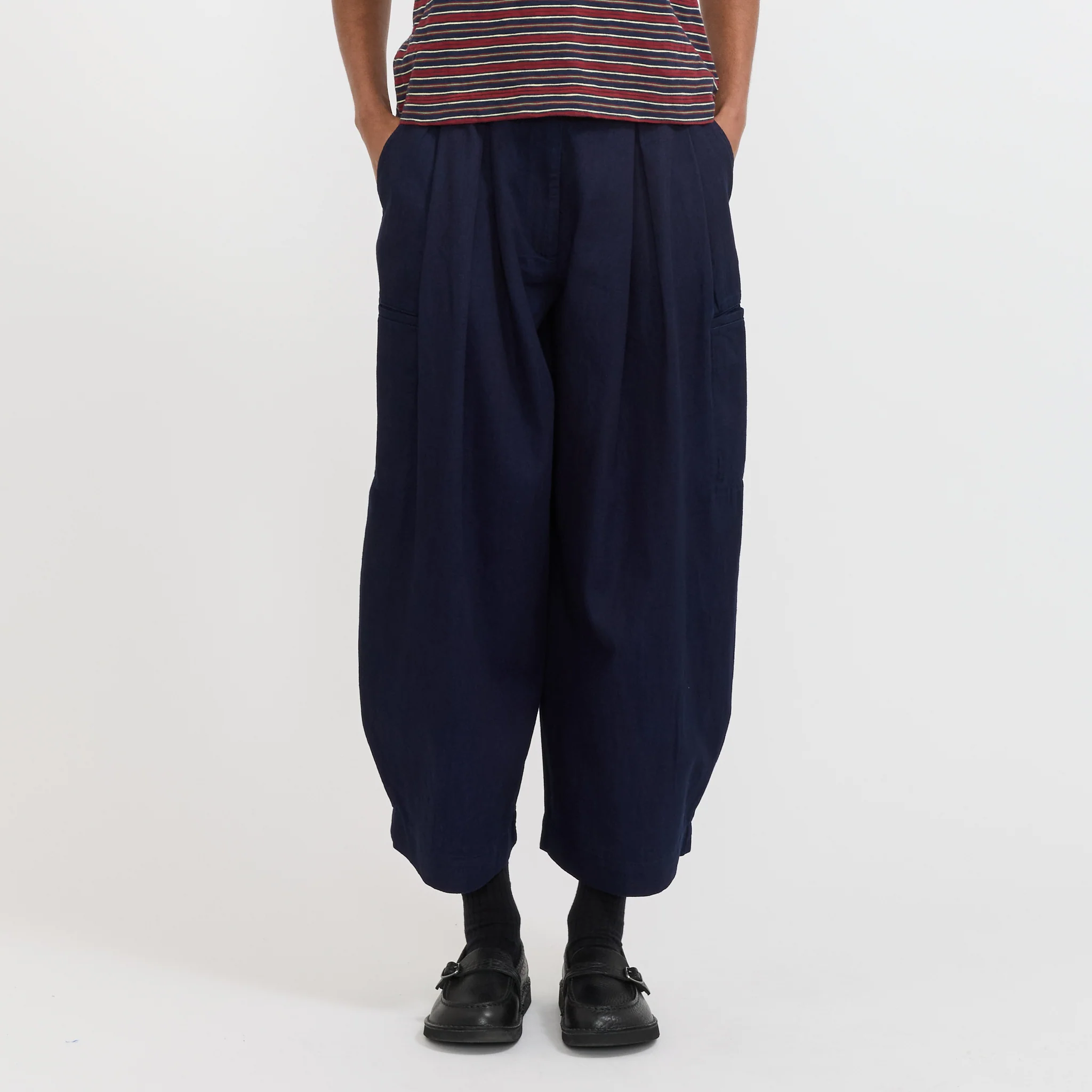 Cotton Twill Wide Leg Trousers Indigo
