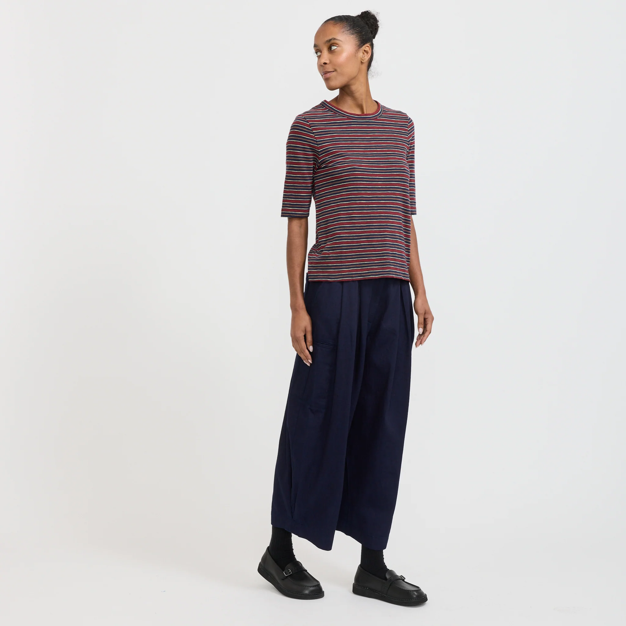Cotton Twill Wide Leg Trousers Indigo - Image 2
