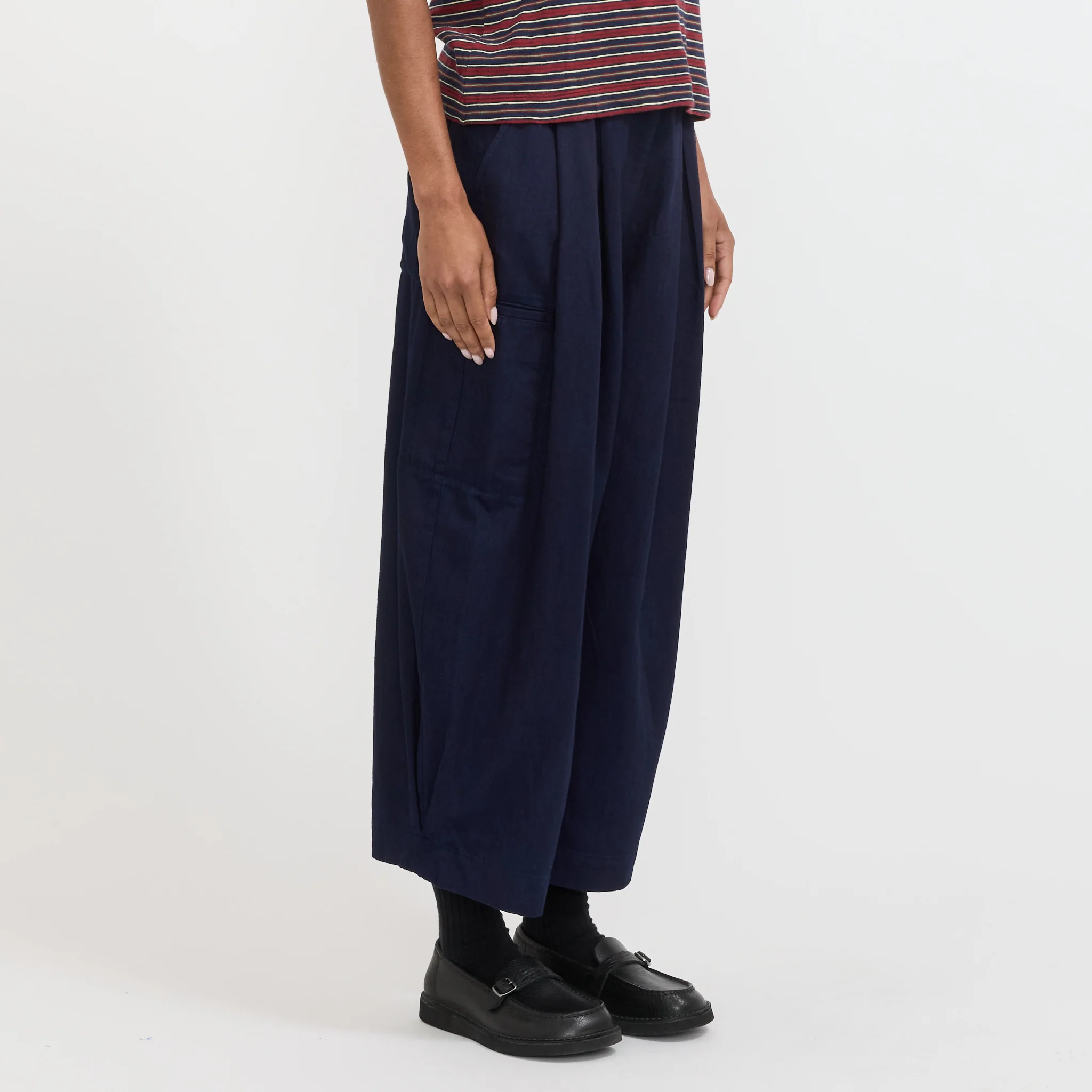 Cotton Twill Wide Leg Trousers Indigo - Image 3