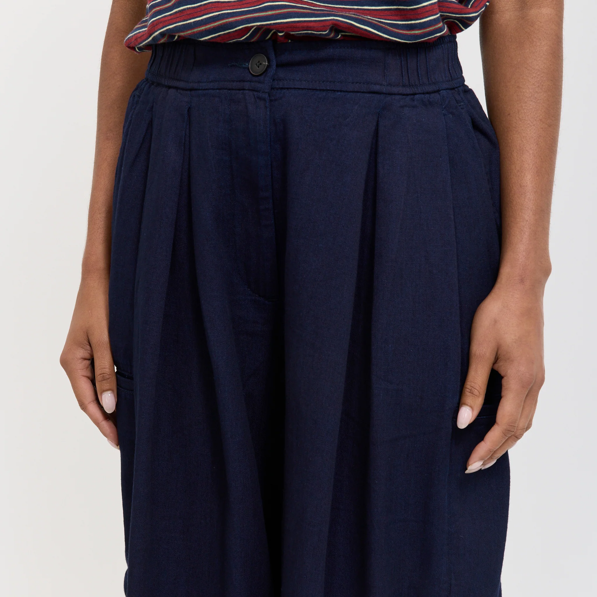 Cotton Twill Wide Leg Trousers Indigo - Image 5