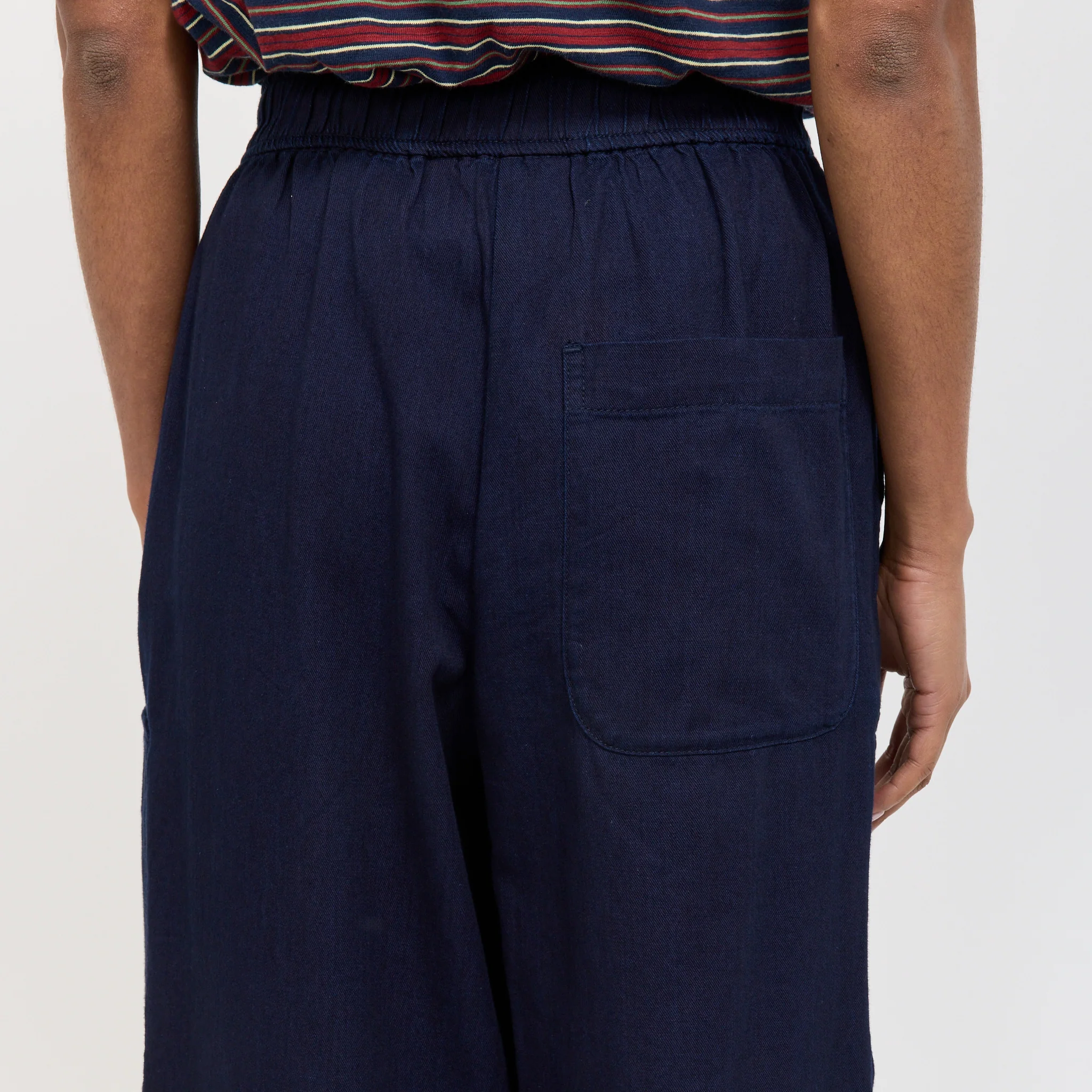 Cotton Twill Wide Leg Trousers Indigo - Image 6