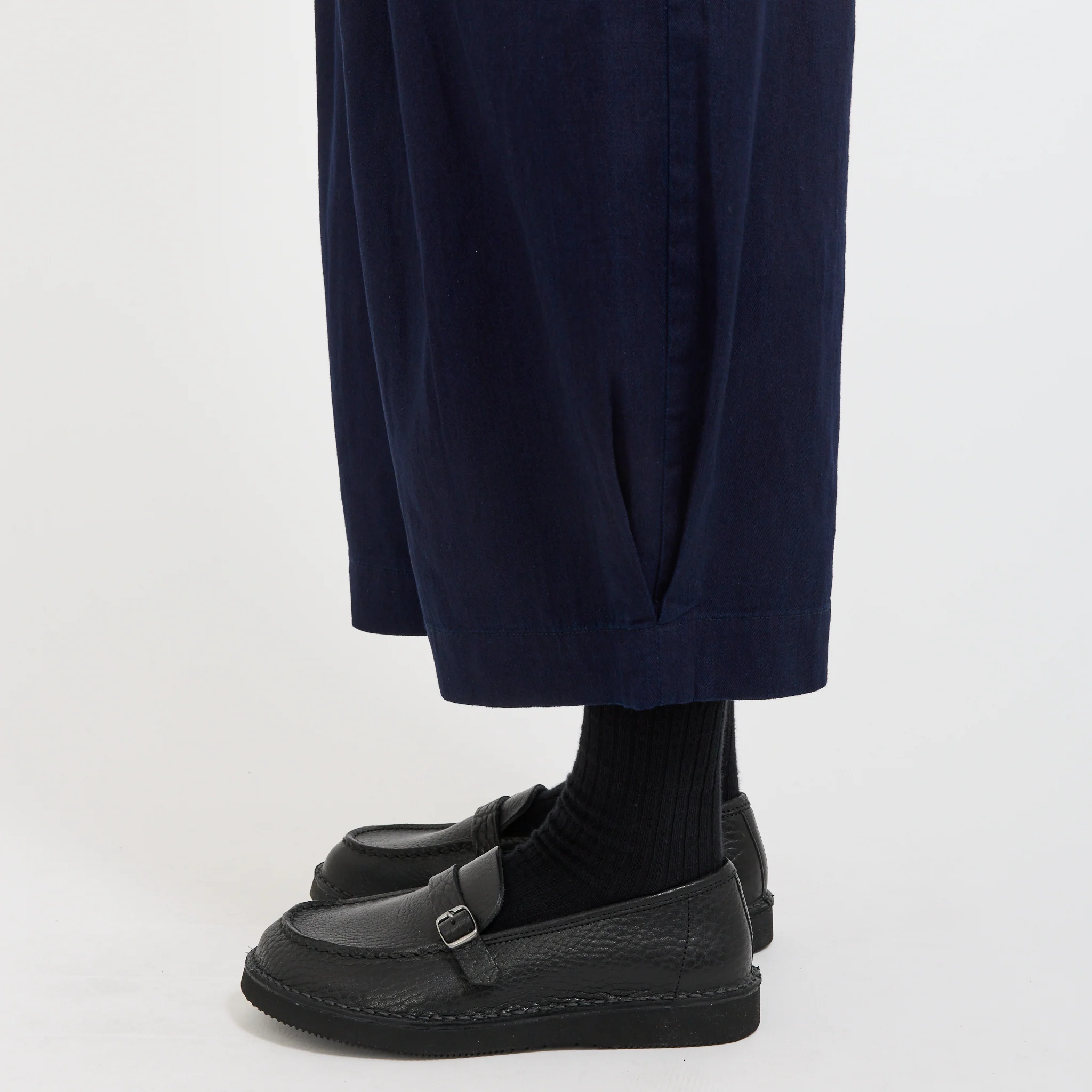 Cotton Twill Wide Leg Trousers Indigo - Image 7