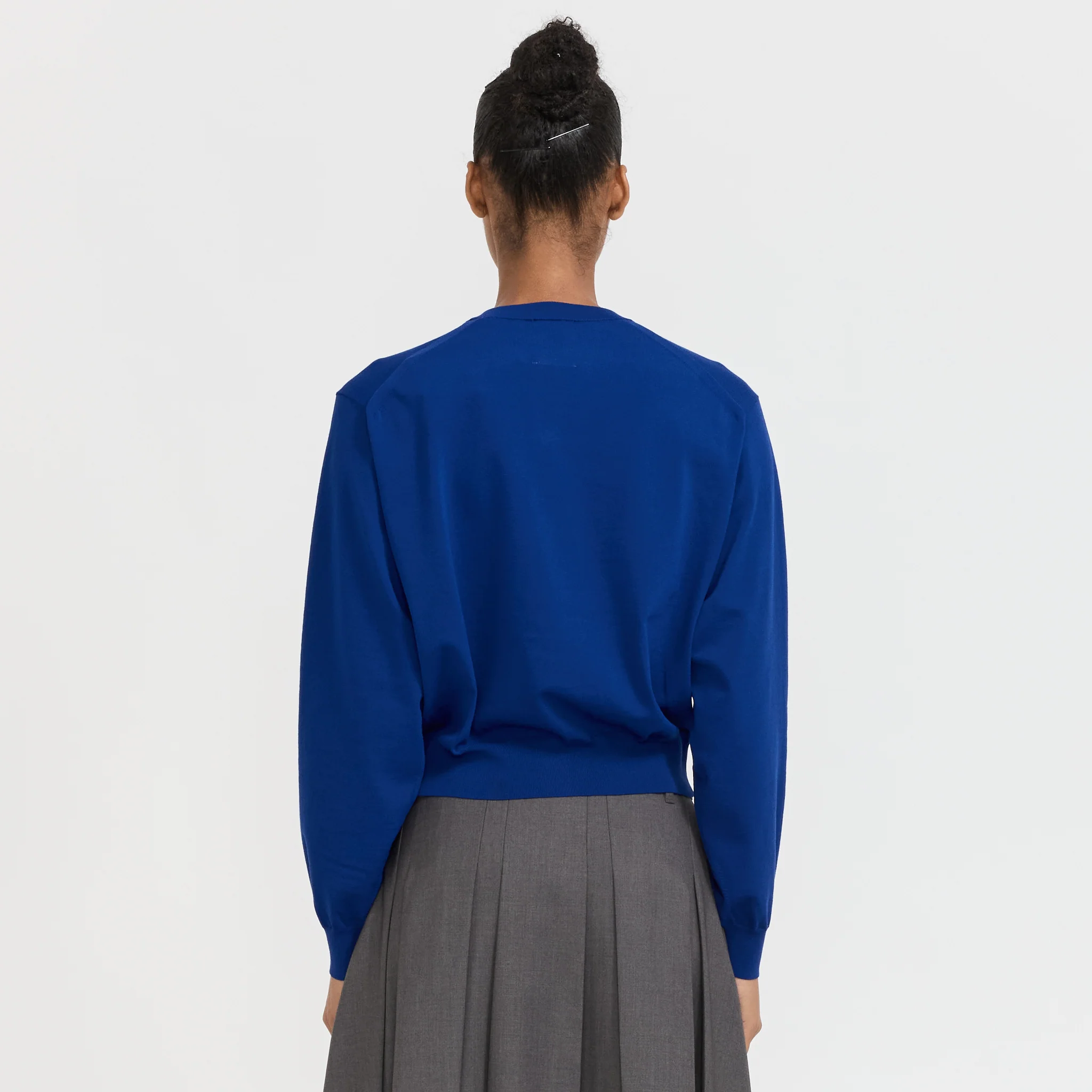 Crew Neck Cardigan Blue - Image 4