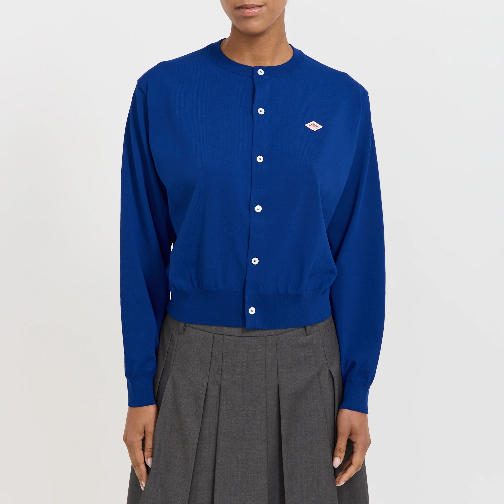 Crew Neck Cardigan Blue - Image 5
