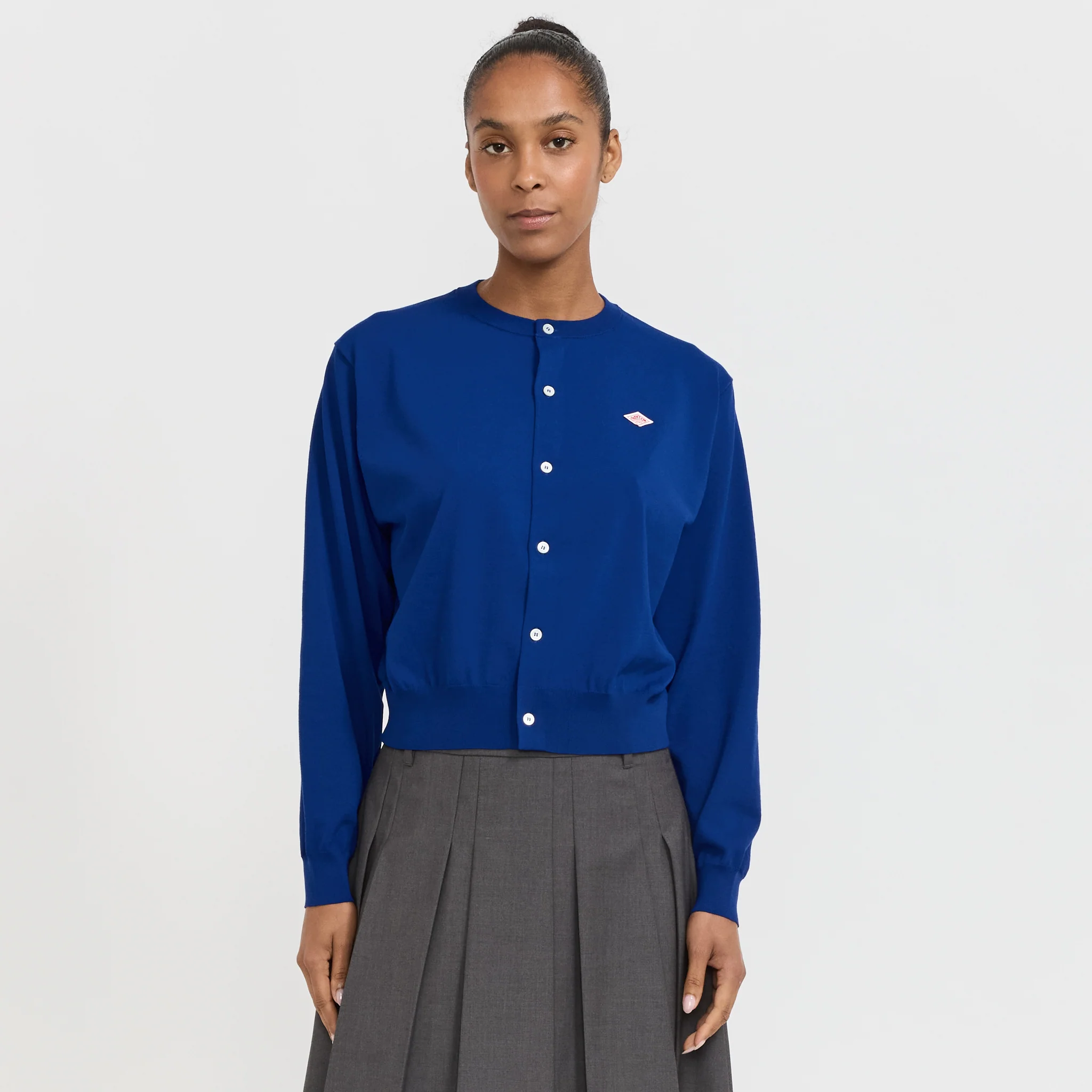 Crew Neck Cardigan Blue - Image 6