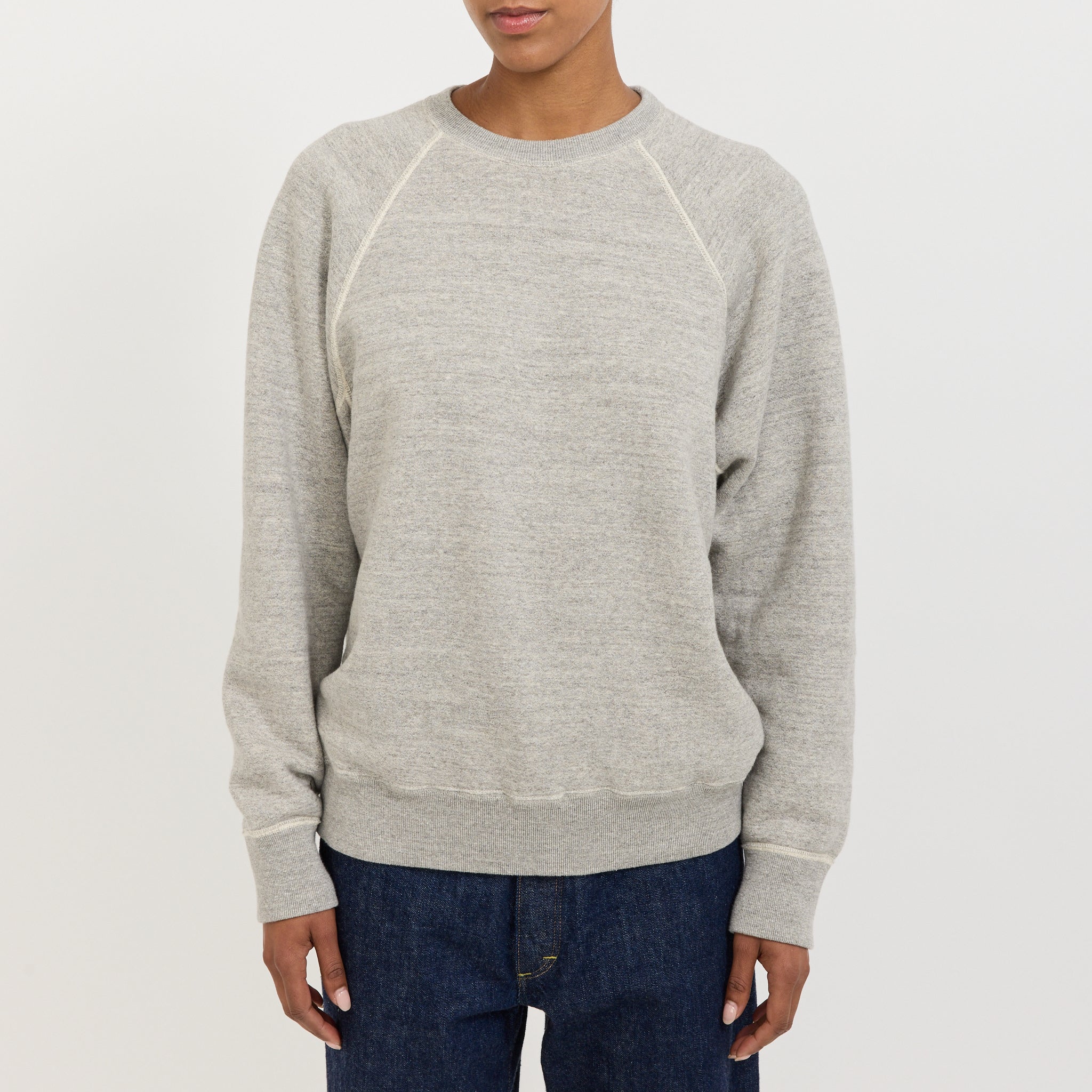 Crew Neck Sweat Shirt Heather Gray Womens - Image 5