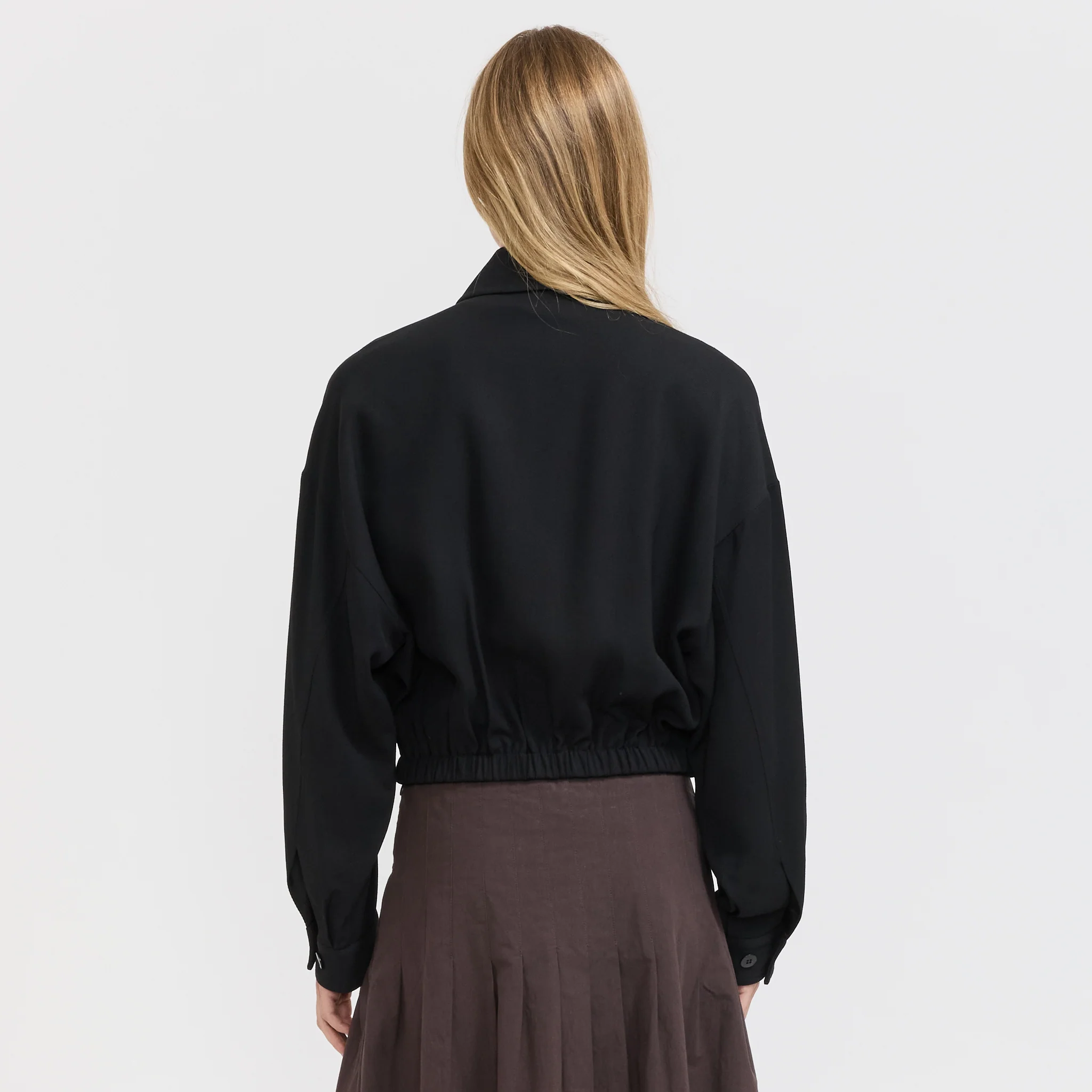 Cropped Twill Jacket Black - Image 6