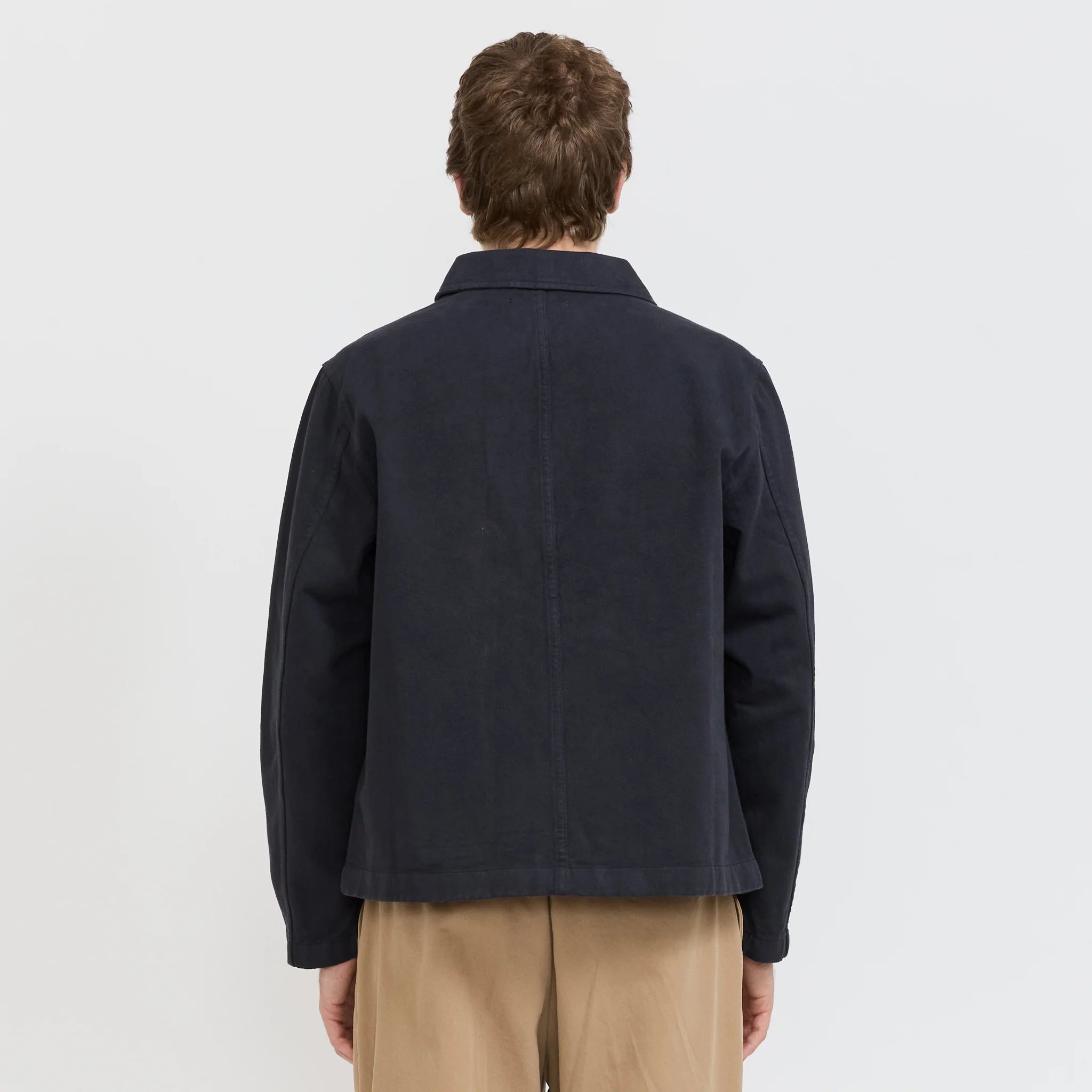 Cropped Worker's Cotton Twill Jacket Charcoal - Image 4