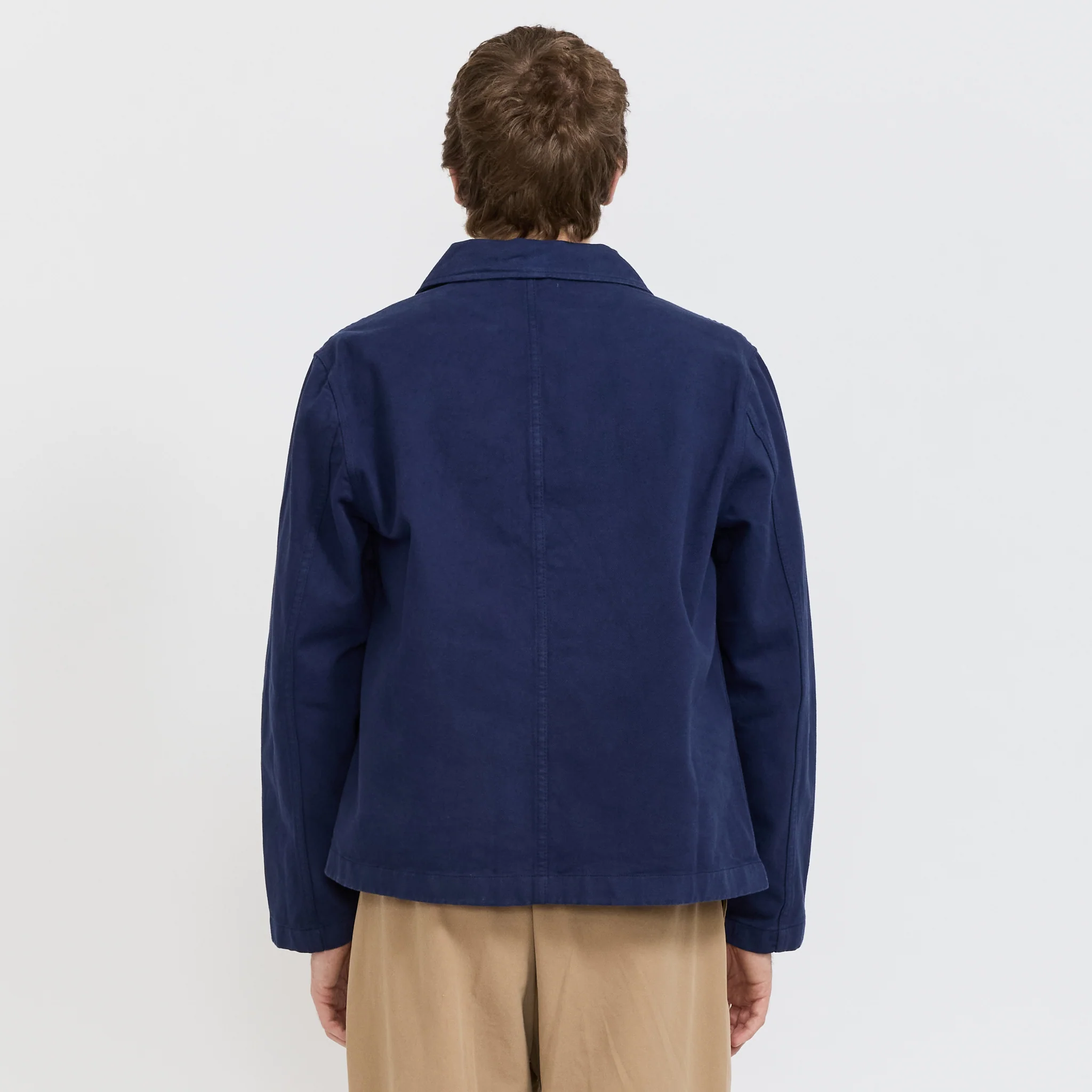 Cropped Worker's Cotton Twill Jacket Ink Blue - Image 4