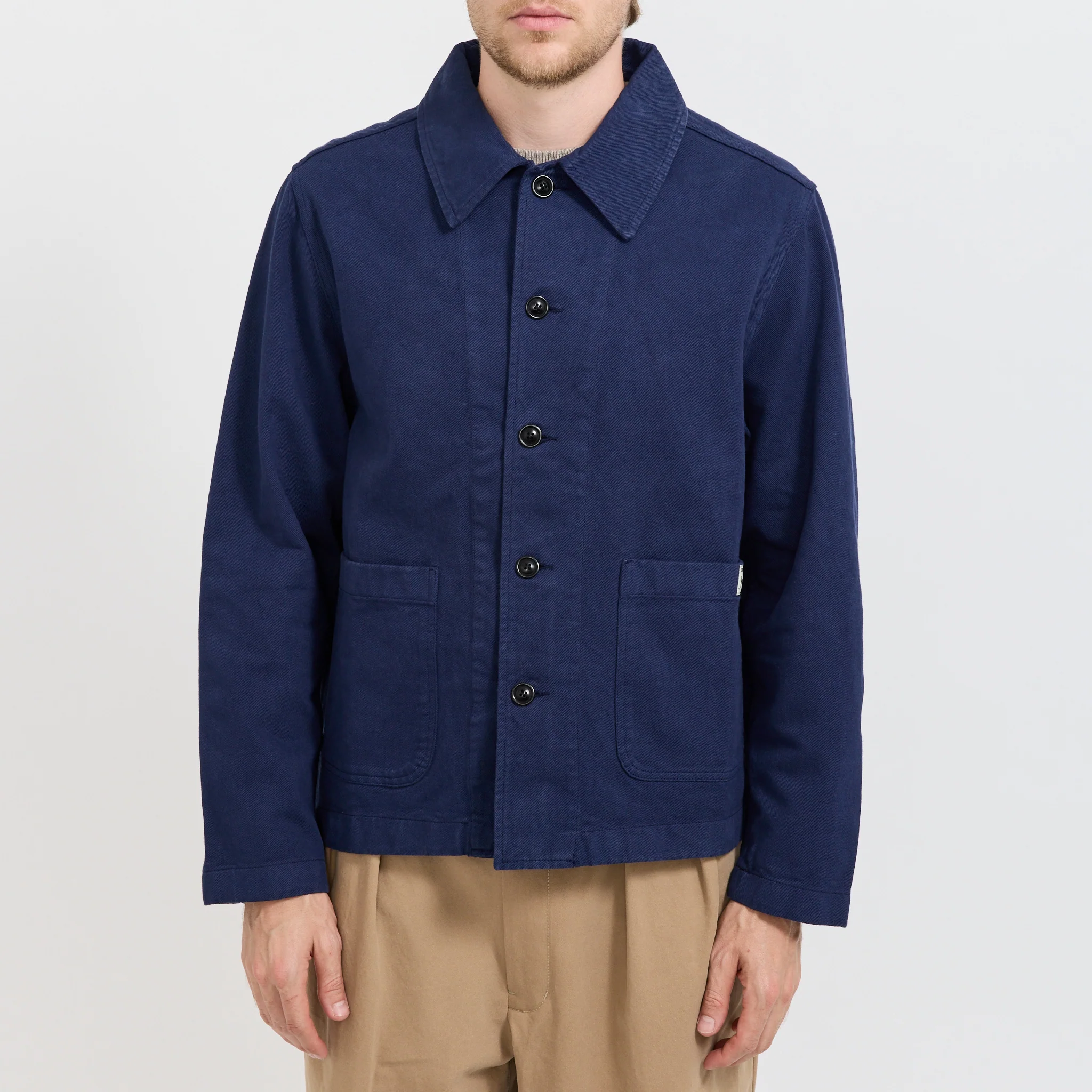 Cropped Worker's Cotton Twill Jacket Ink Blue - Image 5