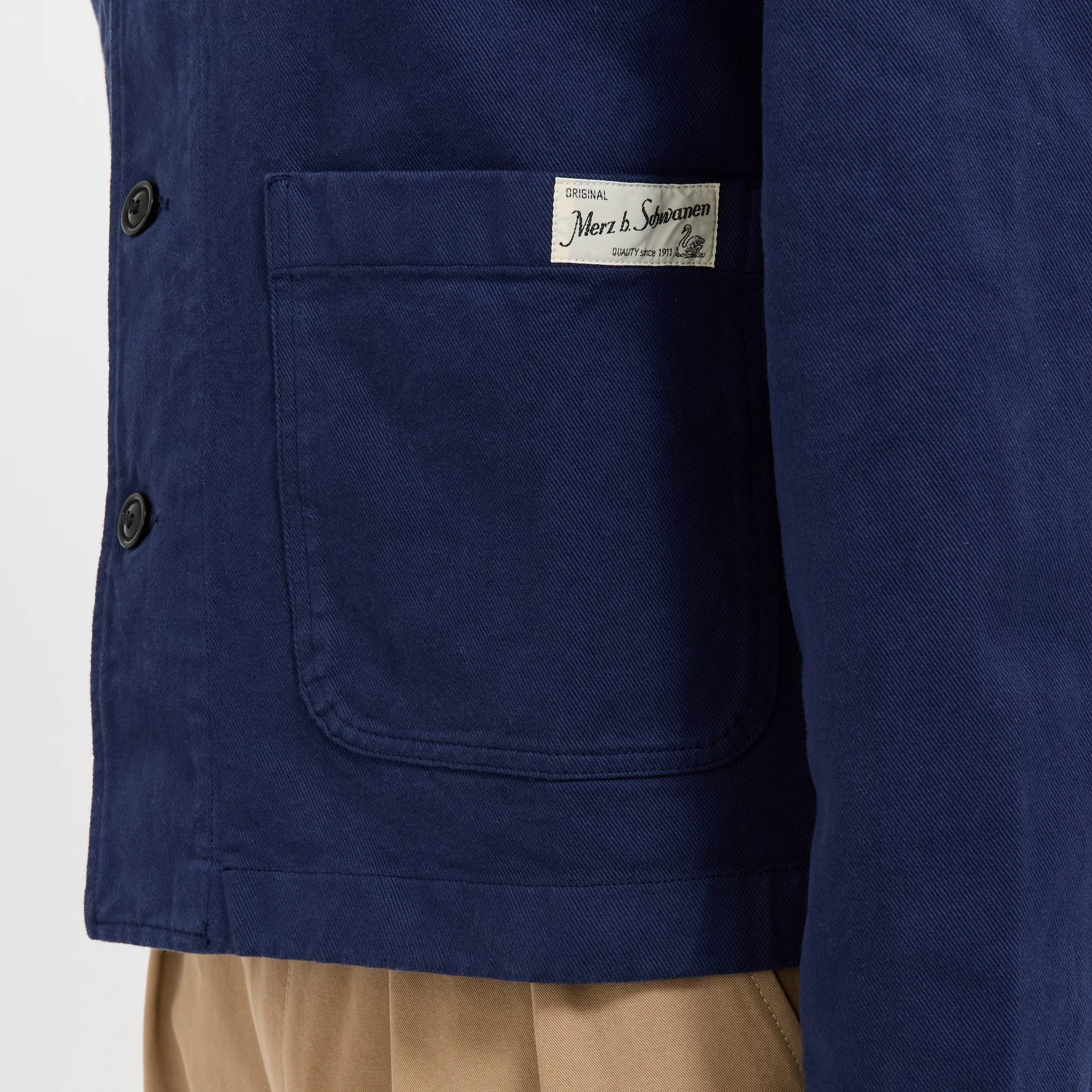 Cropped Worker's Cotton Twill Jacket Ink Blue - Image 6