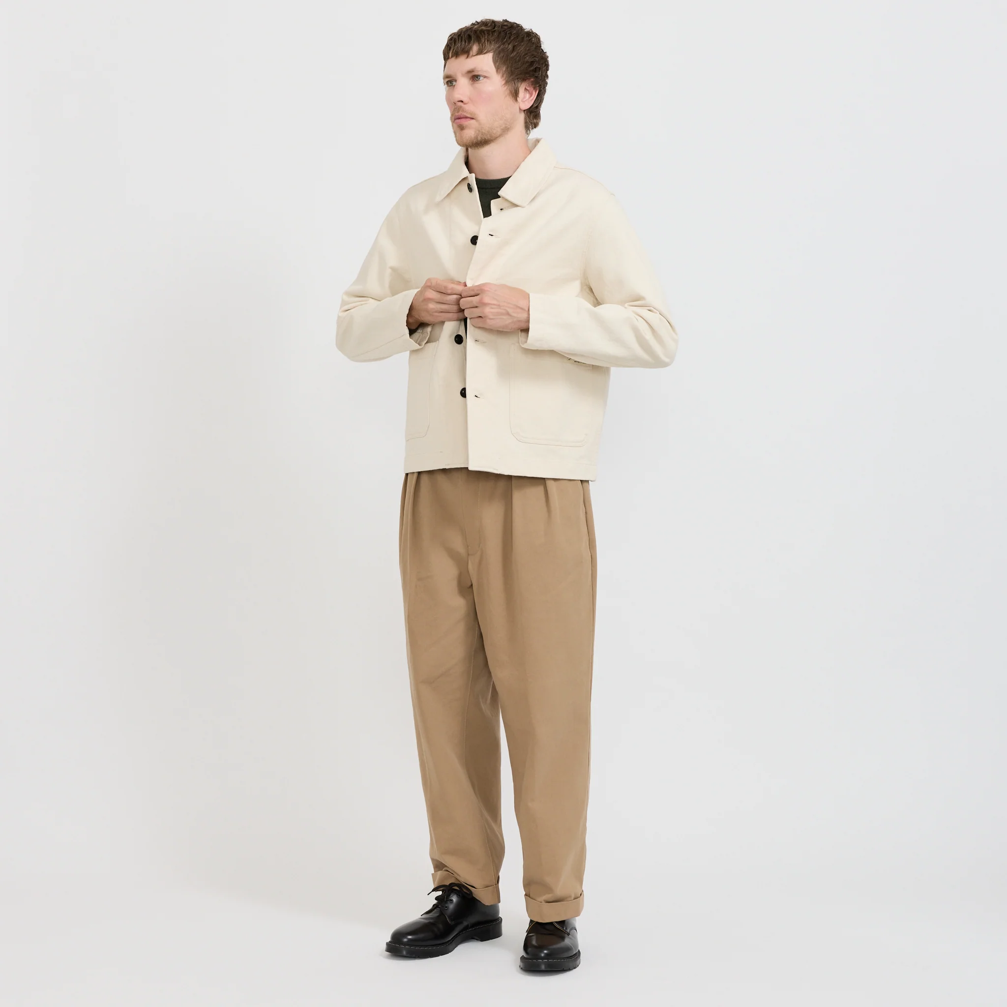 Cropped Worker's Cotton Twill Jacket Nature - Image 2