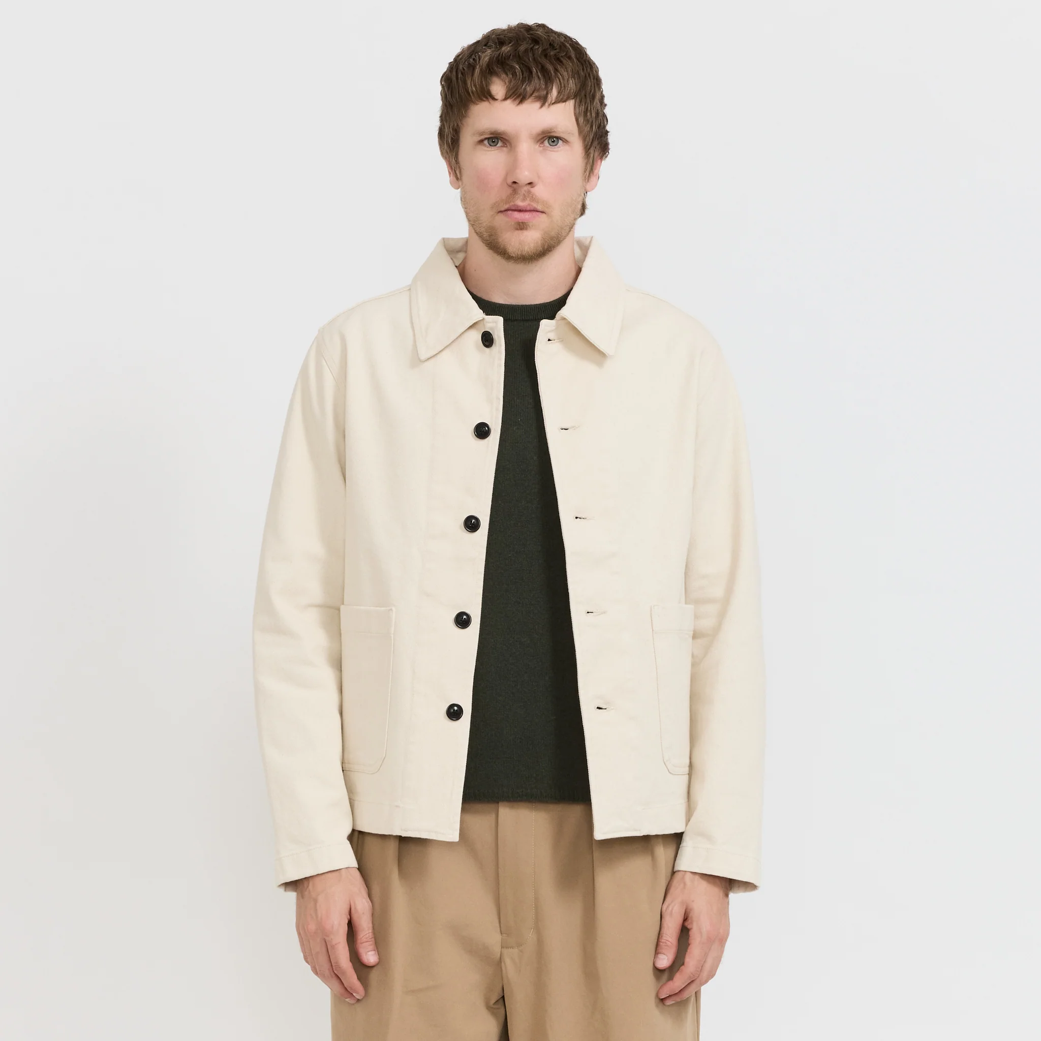 Cropped Worker's Cotton Twill Jacket Nature - Image 3