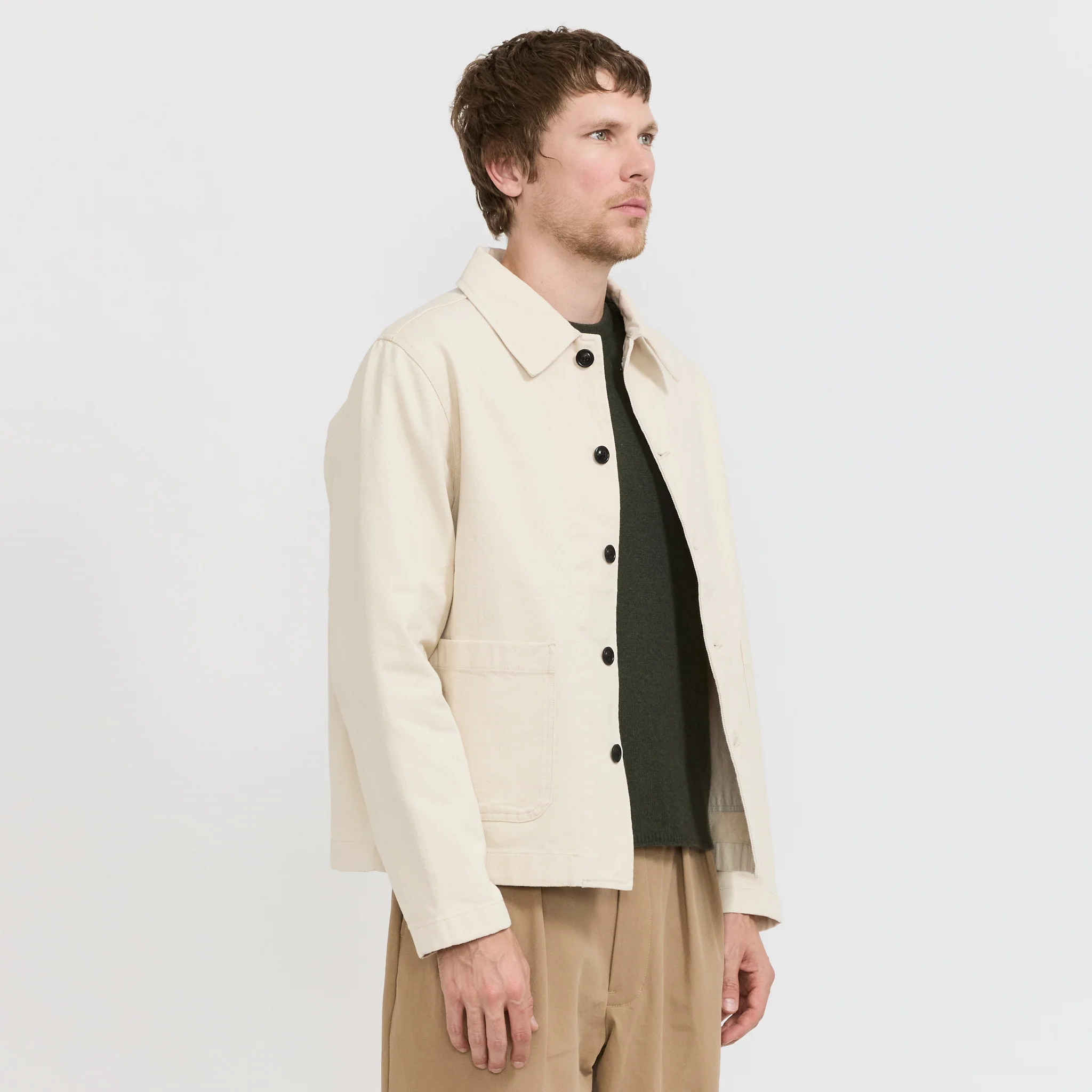 Cropped Worker's Cotton Twill Jacket Nature - Image 4