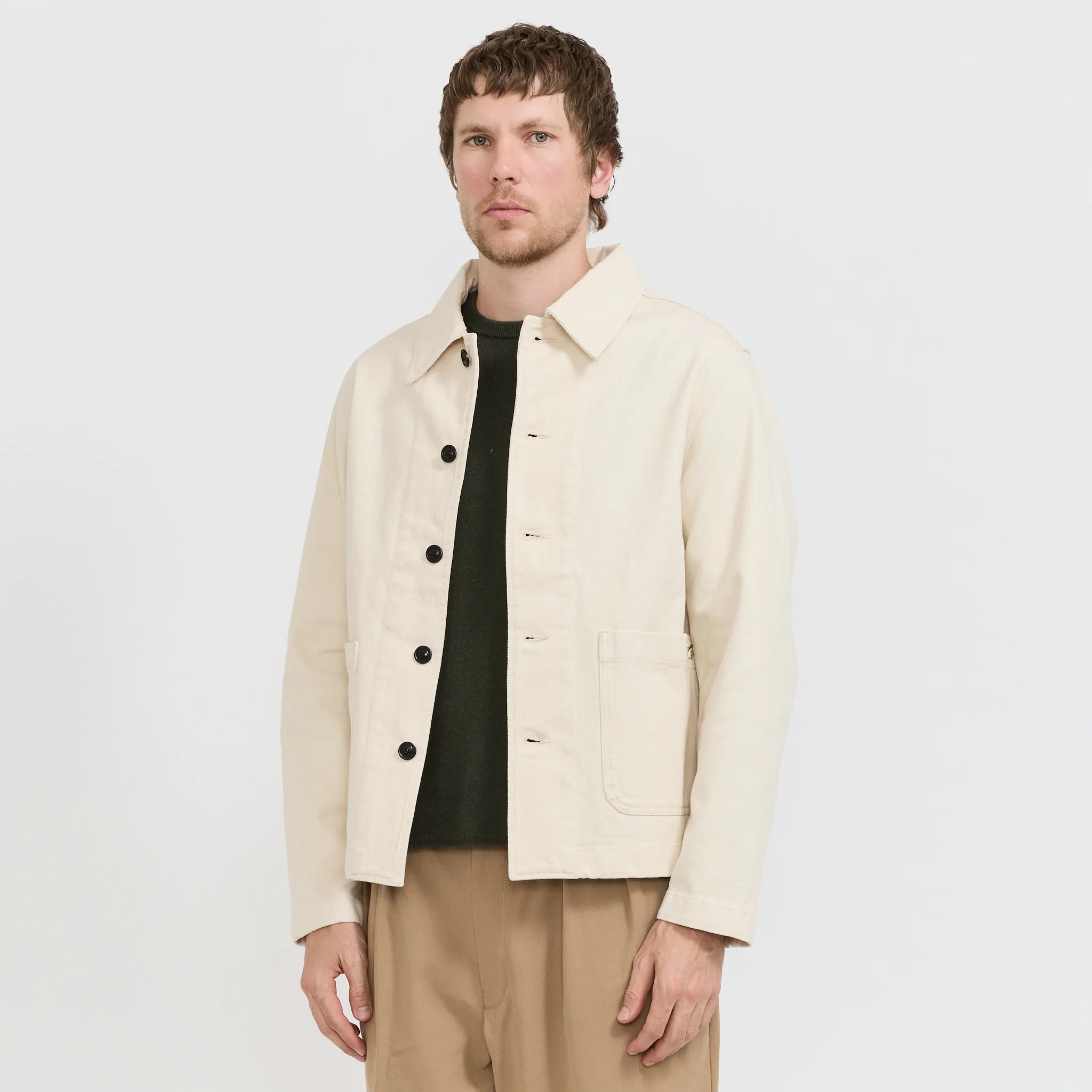 Cropped Worker's Cotton Twill Jacket Nature - Image 8