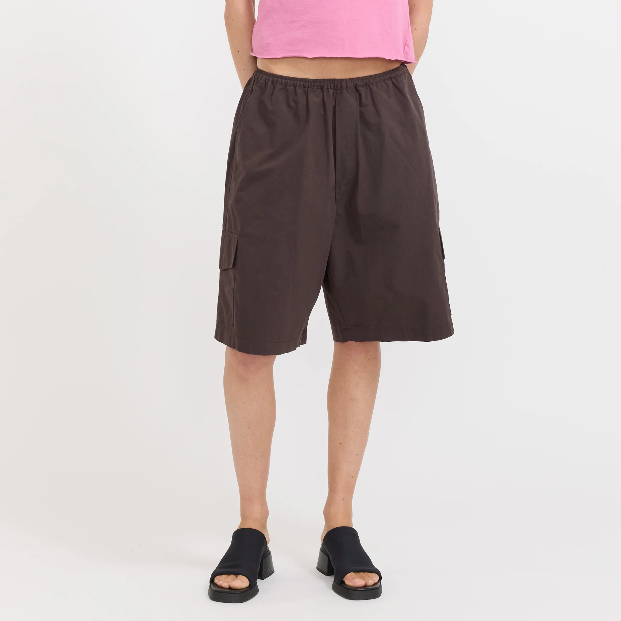 Crushed Cotton Cargo Short Chocolate