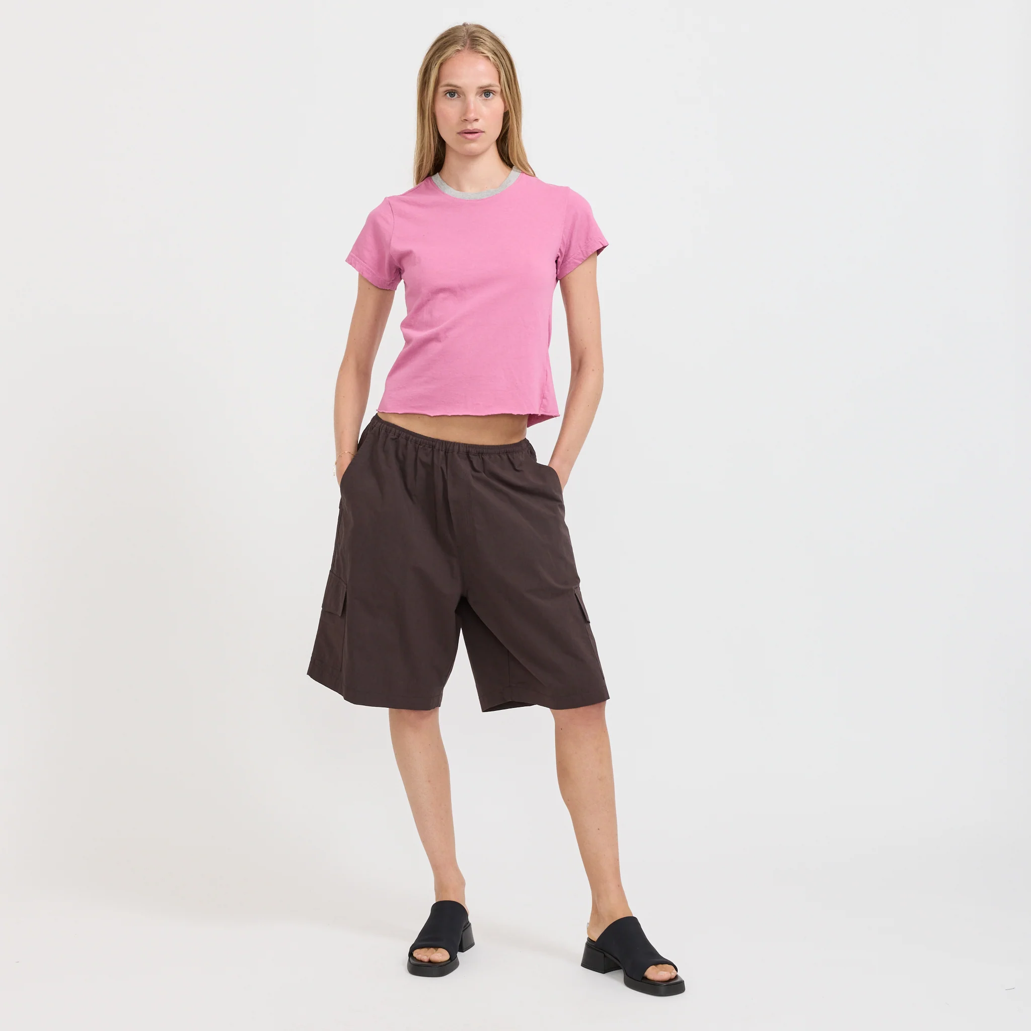 Crushed Cotton Cargo Short Chocolate - Image 2