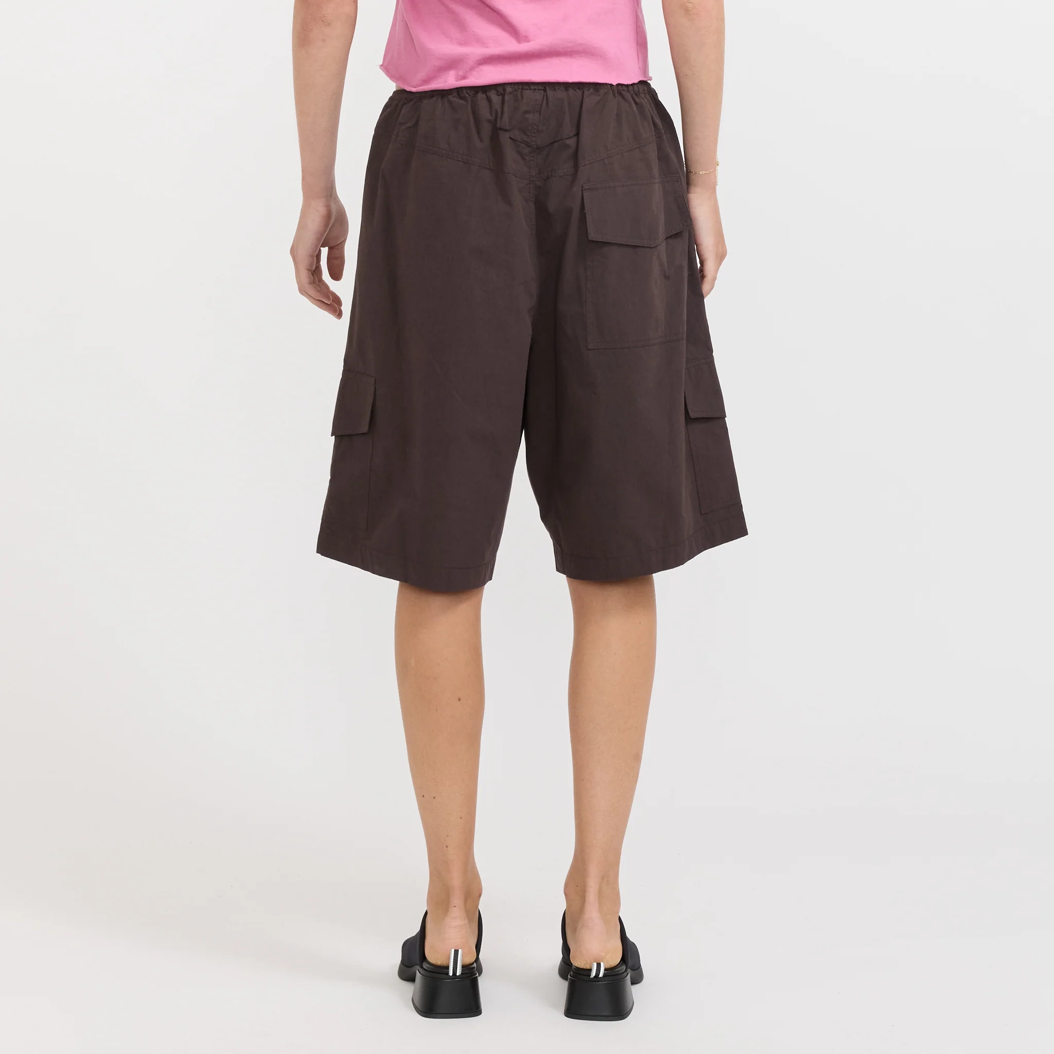 Crushed Cotton Cargo Short Chocolate - Image 4