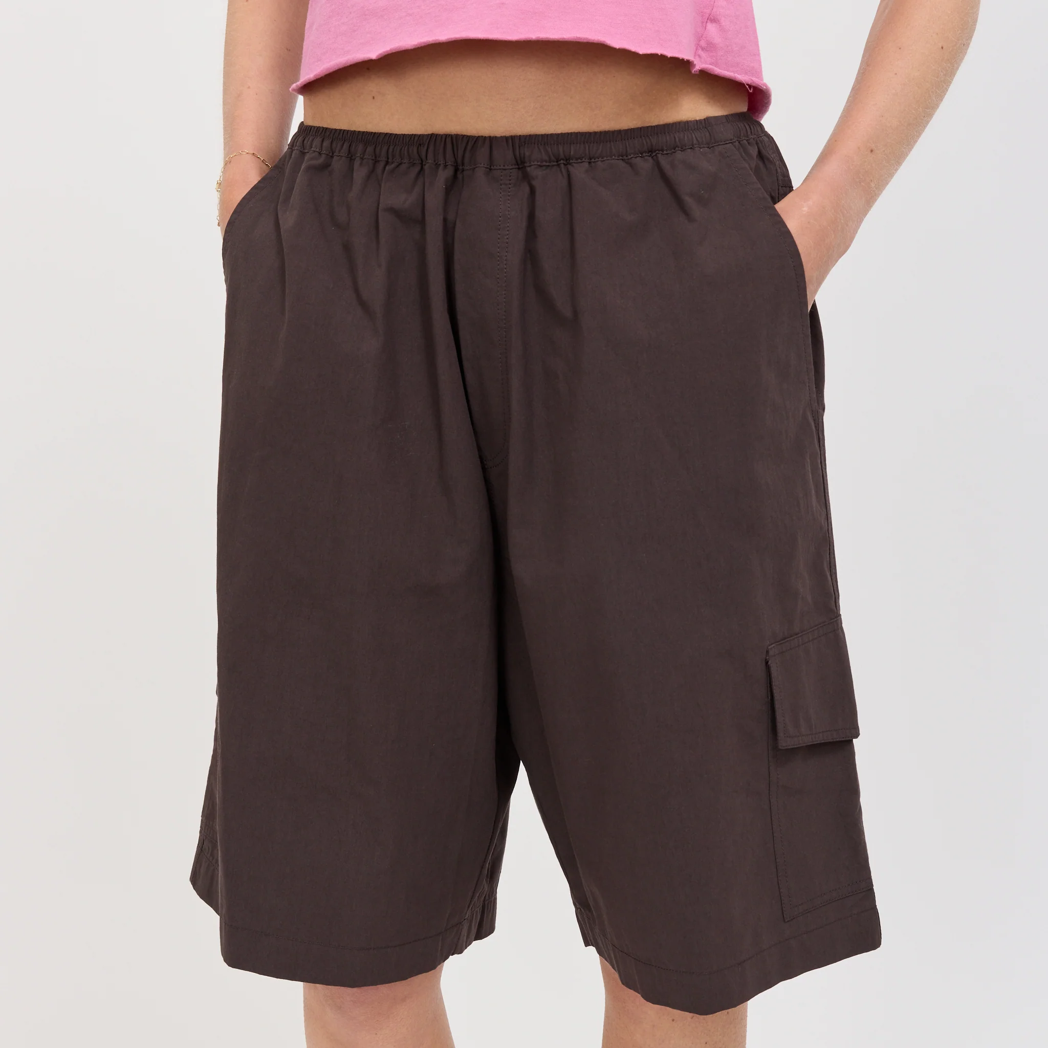 Crushed Cotton Cargo Short Chocolate - Image 5