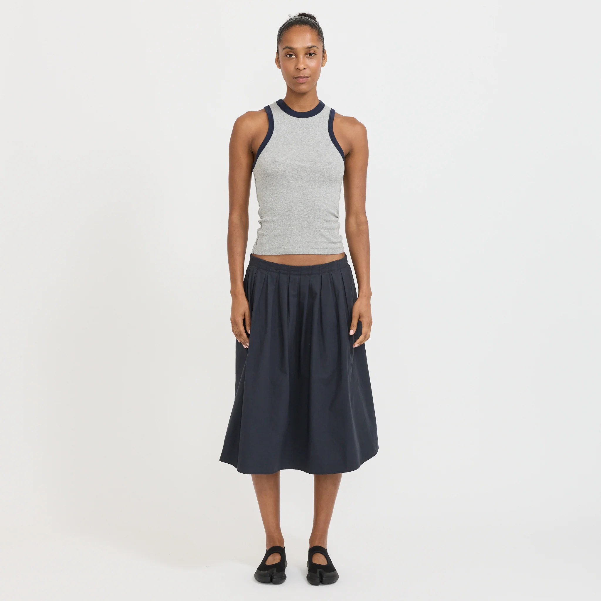 Crushed Cotton Gathered Skirt Ink - Image 2