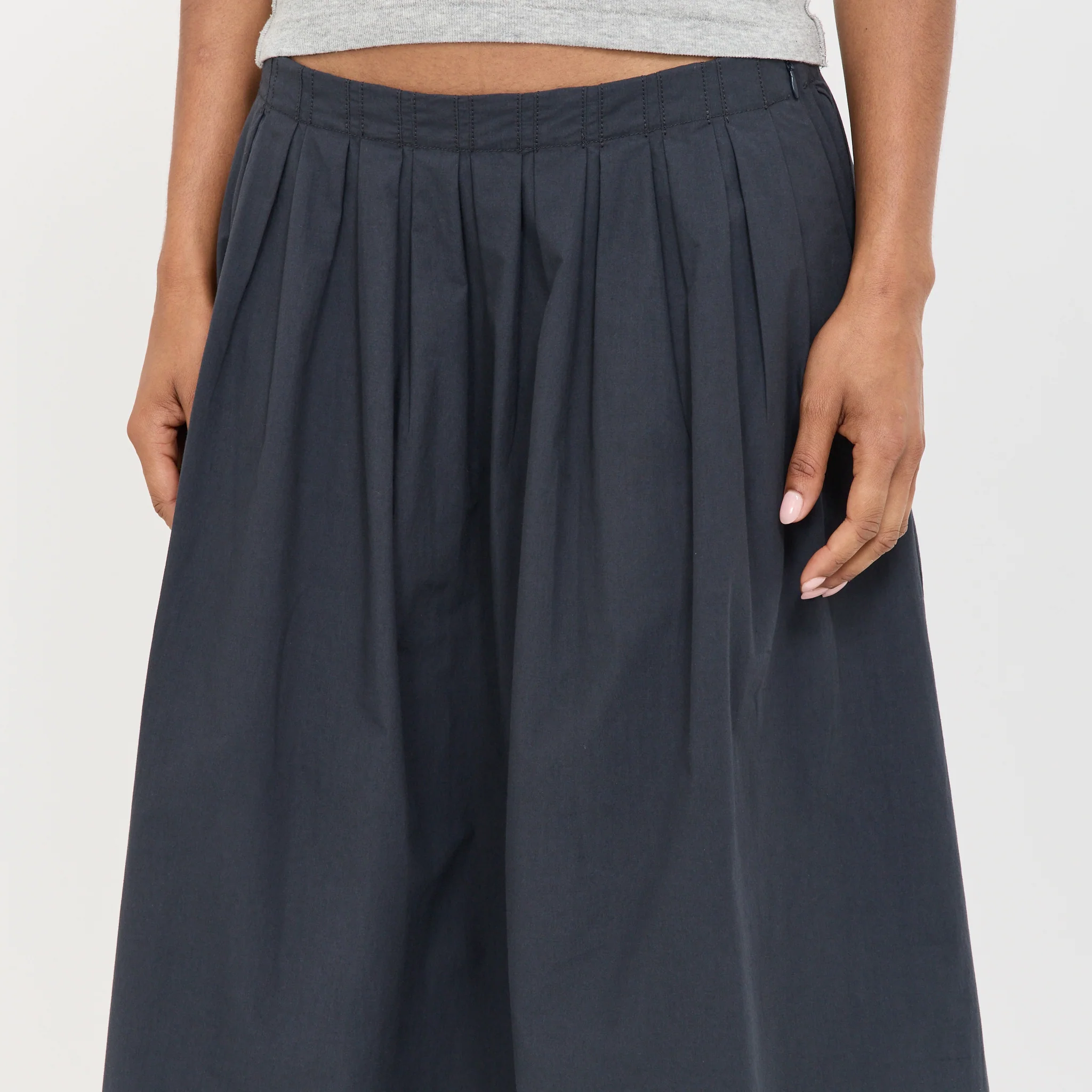 Crushed Cotton Gathered Skirt Ink - Image 5