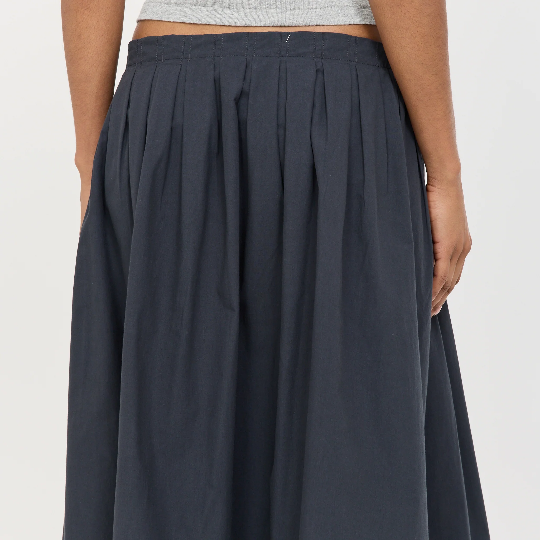 Crushed Cotton Gathered Skirt Ink - Image 6