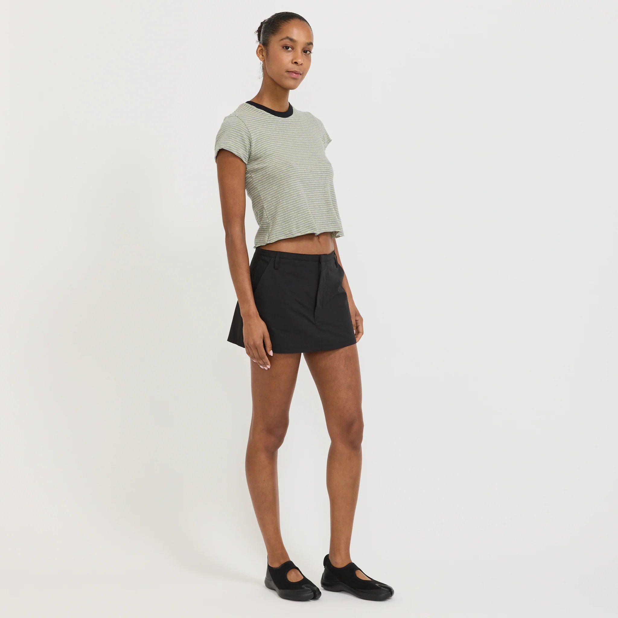 Crushed Cotton Mini Skort Black - Image 2