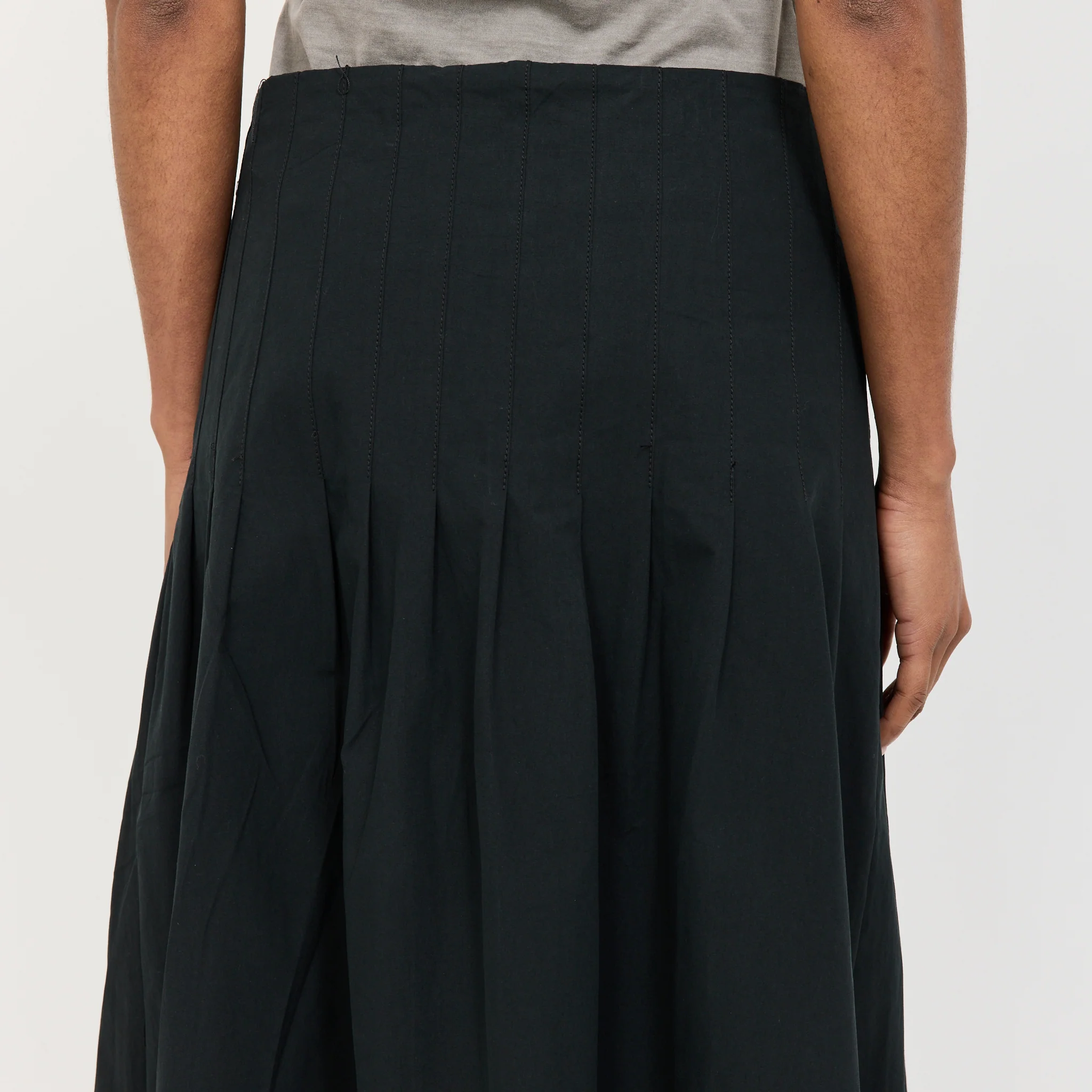 Crushed Cotton Pleated Skirt Black - Image 6