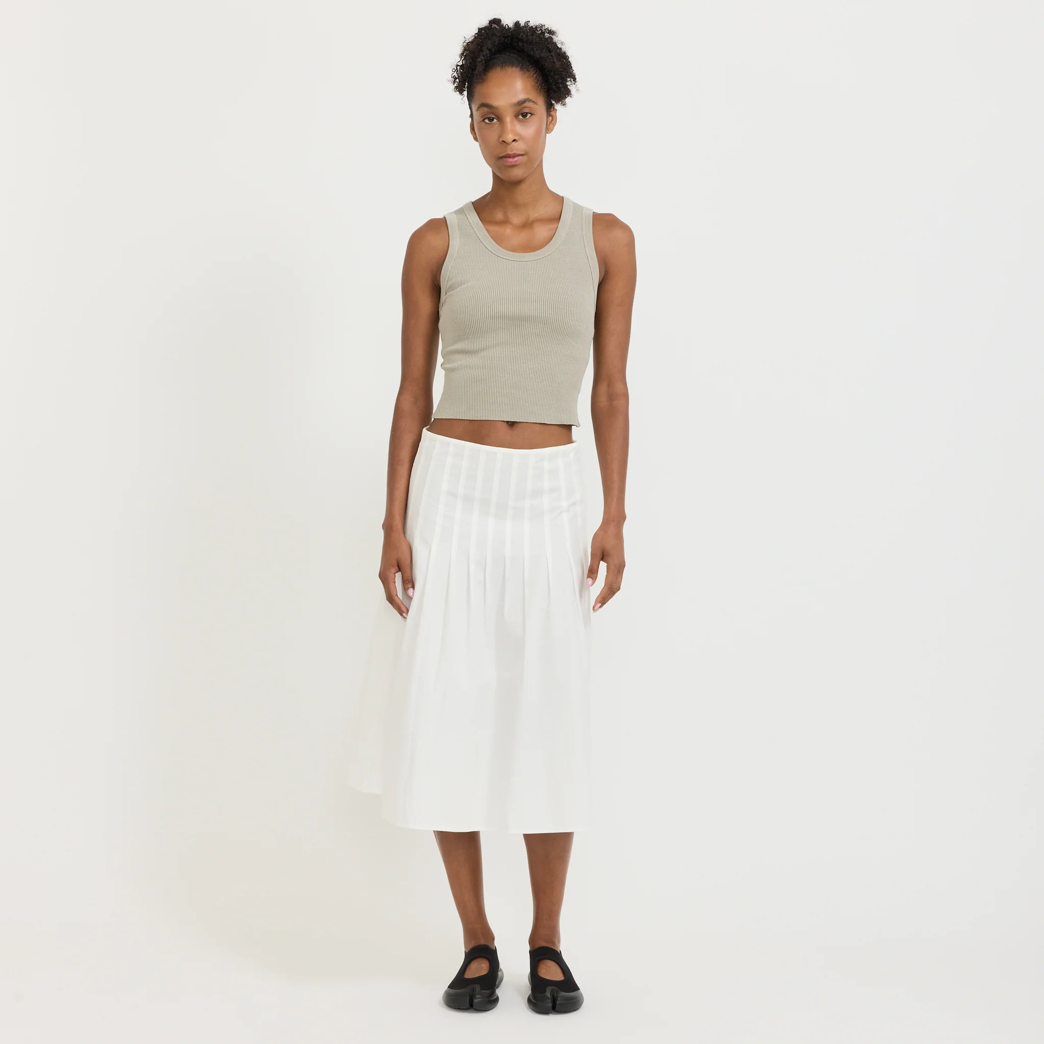 Crushed Cotton Pleated Skirt Natural - Image 2