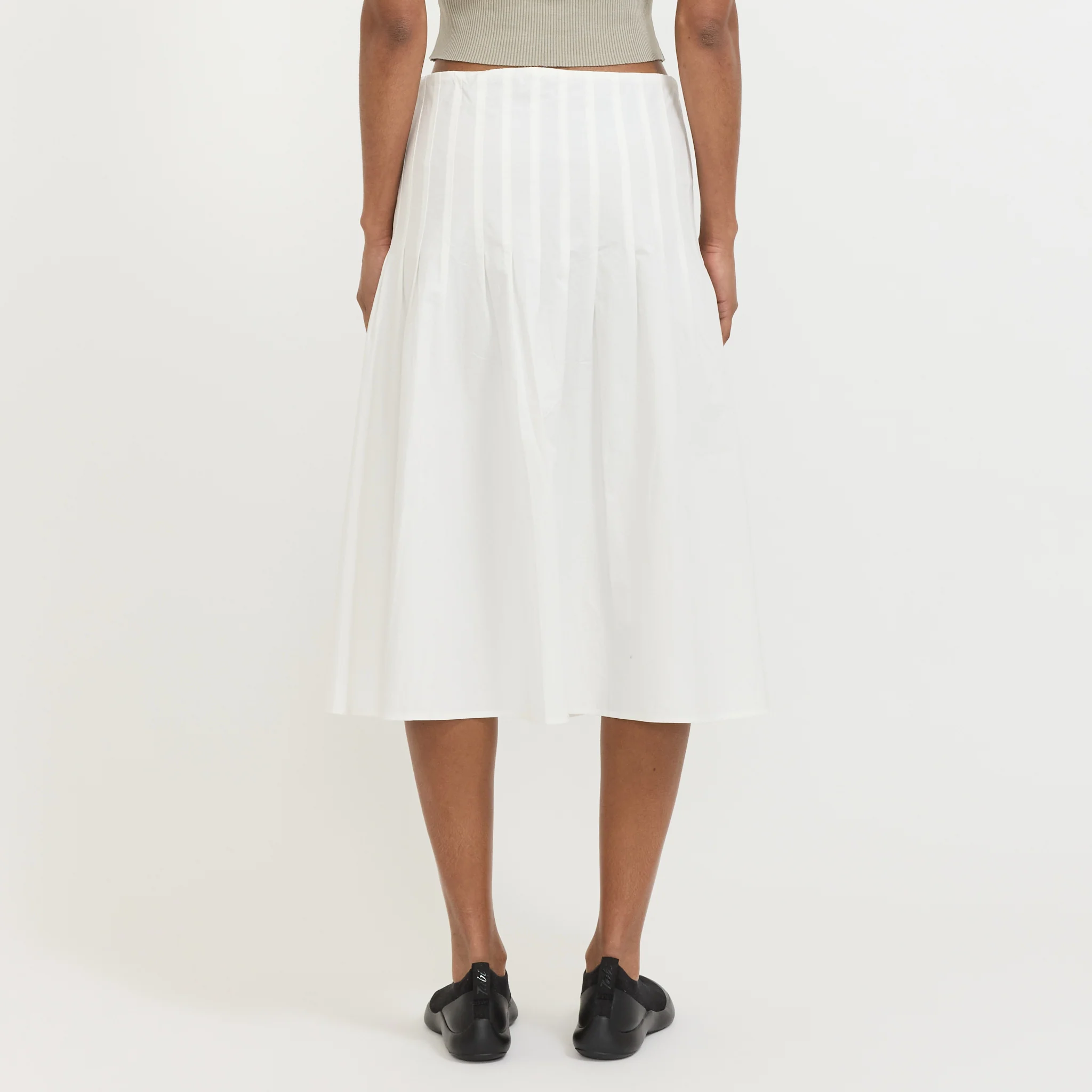 Crushed Cotton Pleated Skirt Natural - Image 4