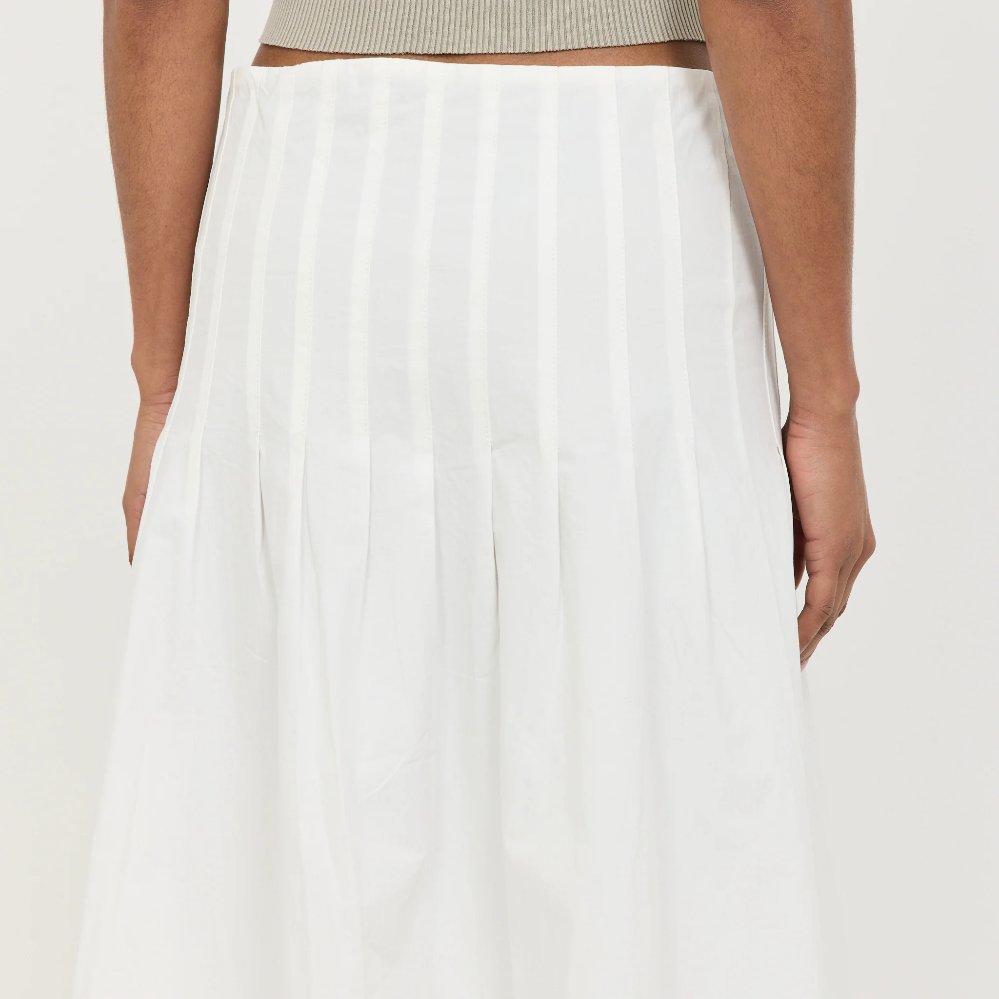 Crushed Cotton Pleated Skirt Natural - Image 6